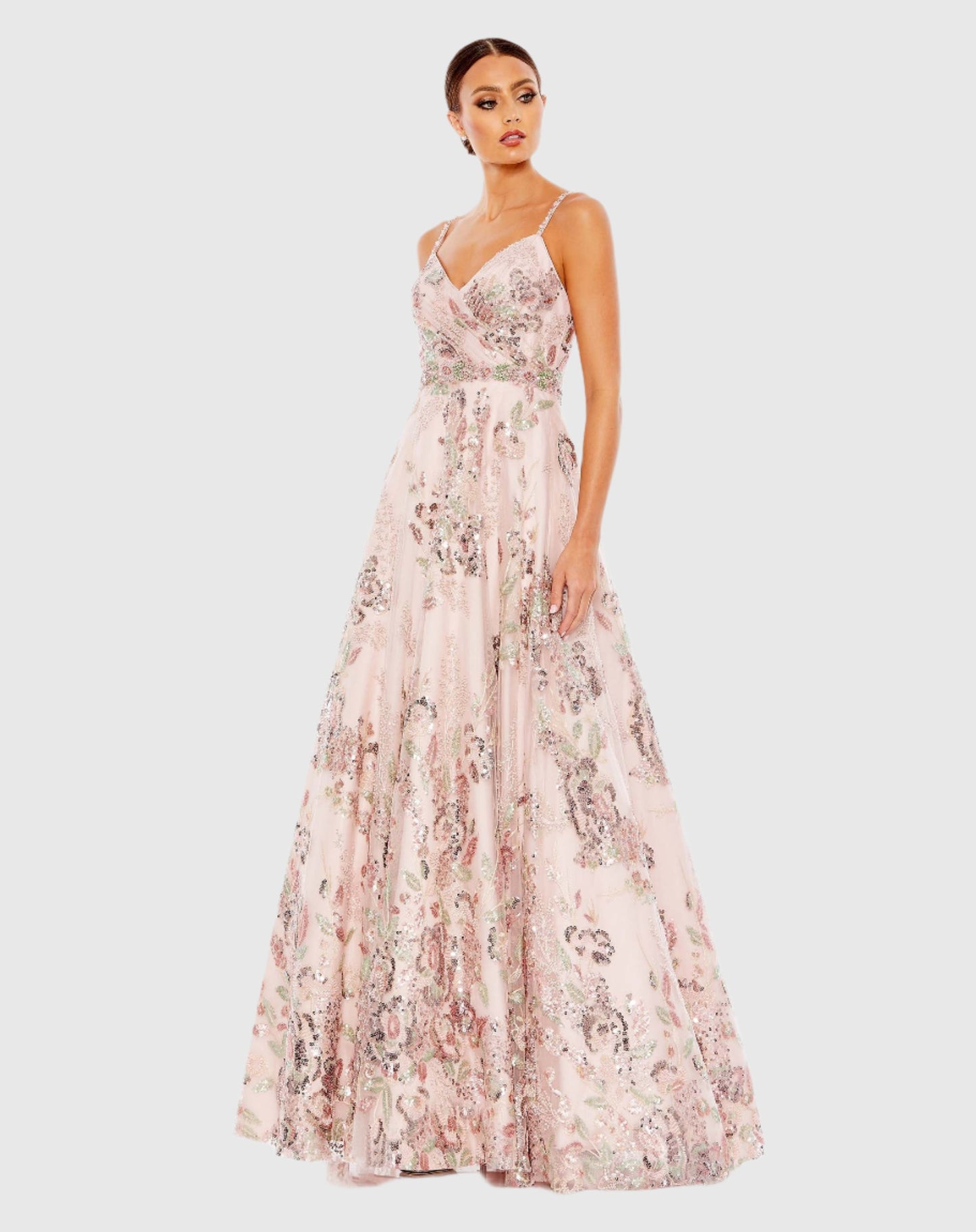 Embellished Spaghetti Strap A Line Gown