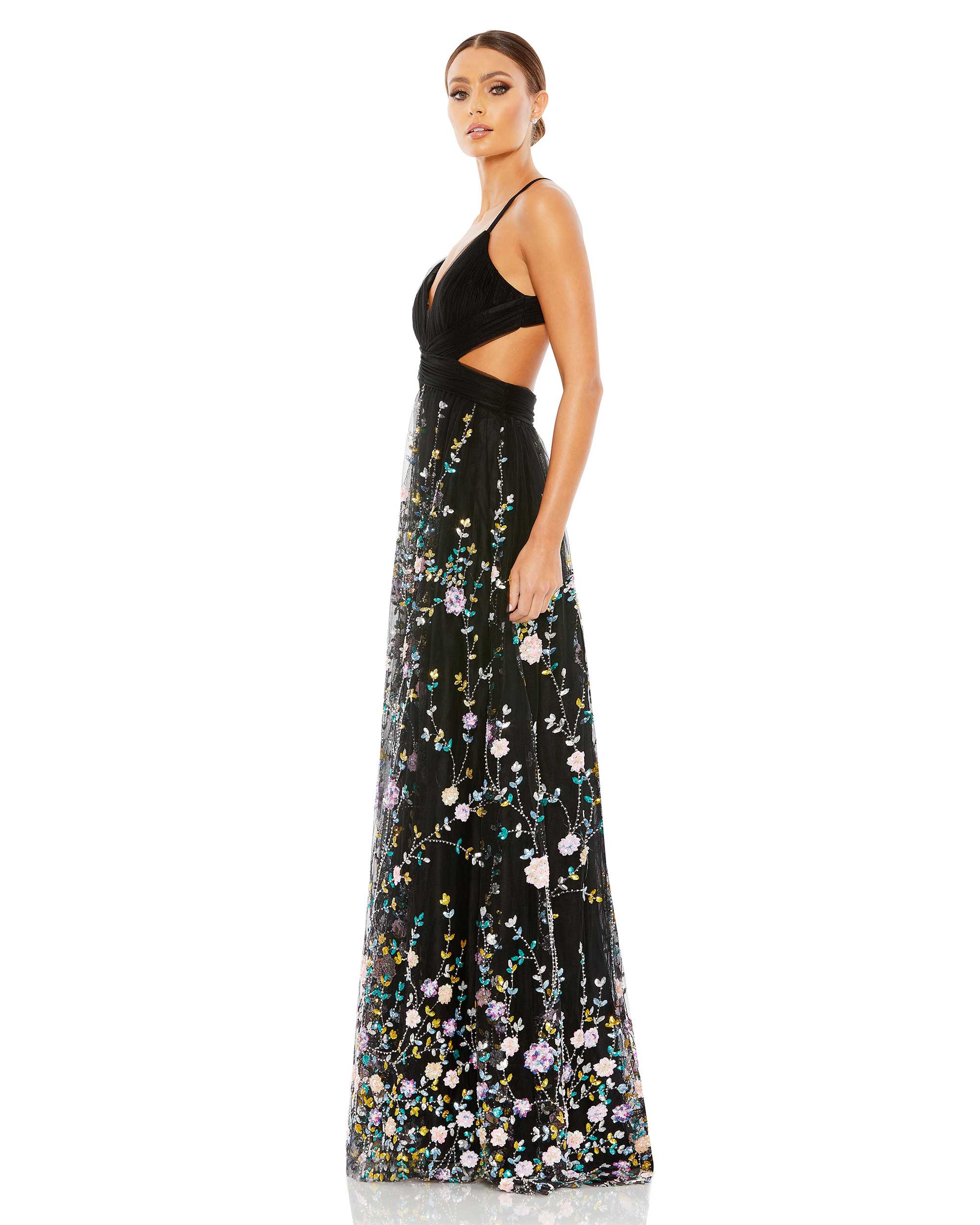 Embellished Criss Cross Sleeveless Gown - FINAL SALE