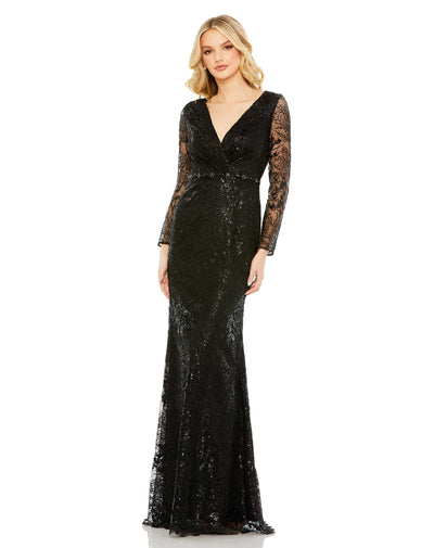Embellished Wrap Over Long Sleeve Gown – Mac Duggal