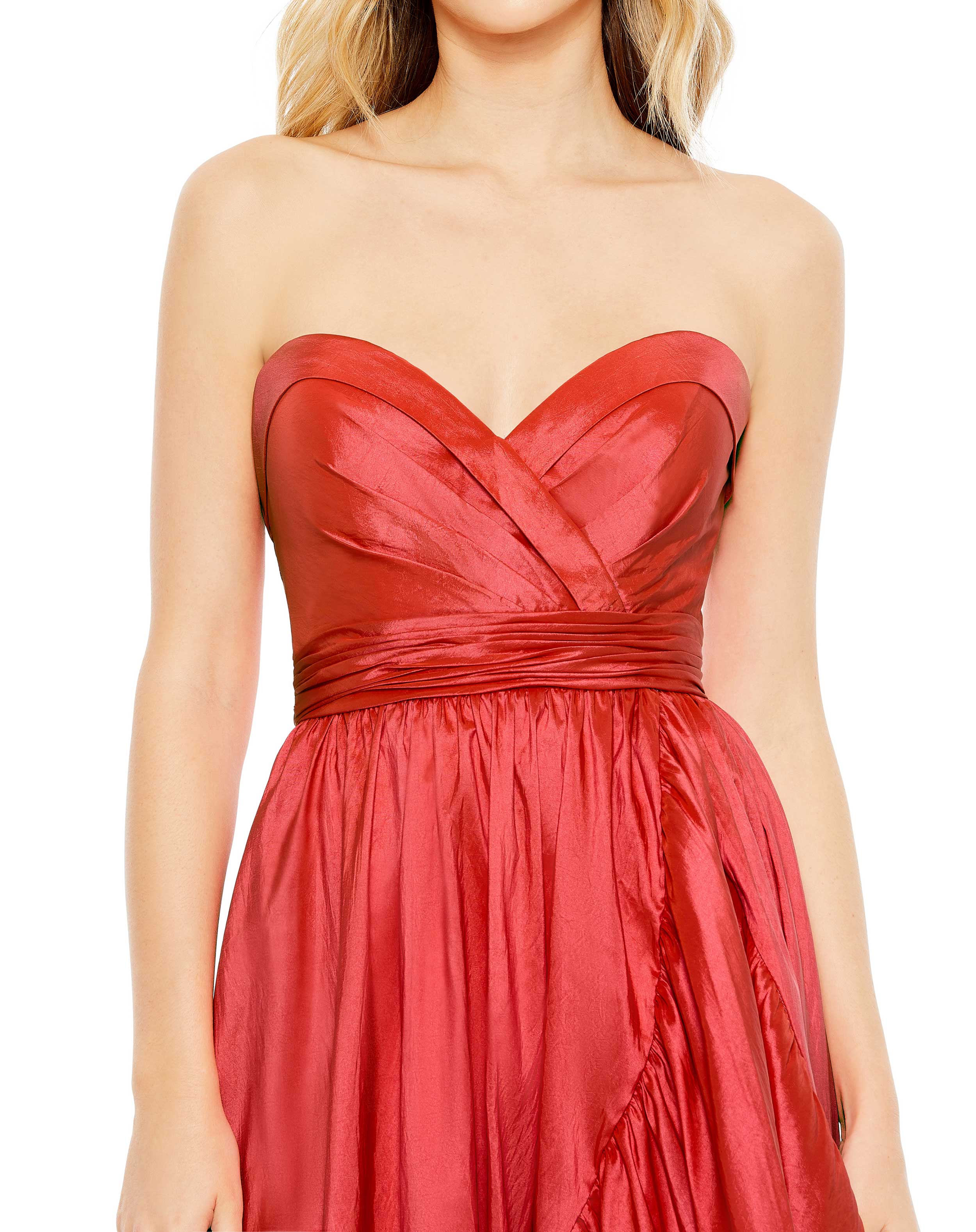 Asymmetrical Strapless Sweetheart Ruffle Gown - FINAL SALE