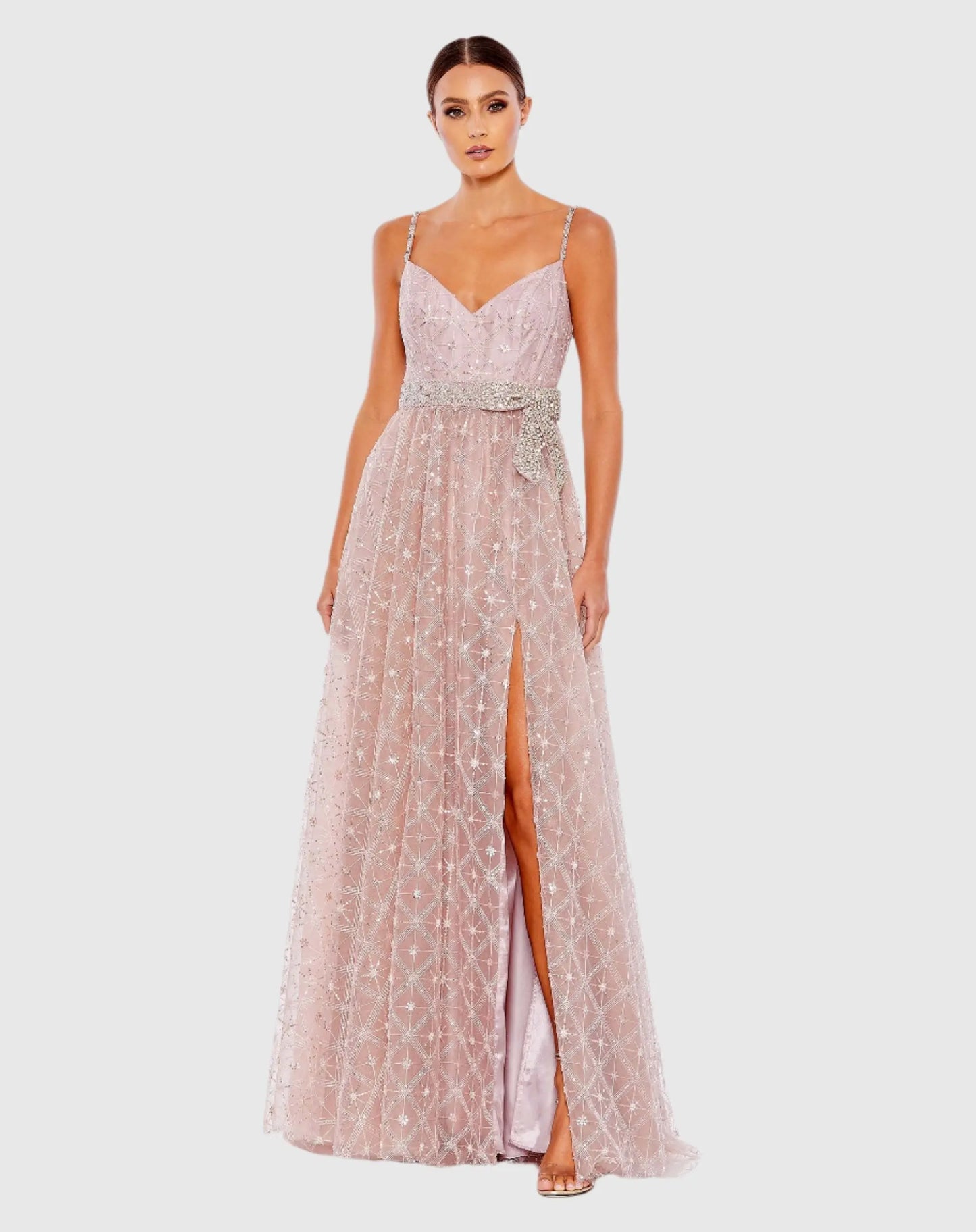 Pink Rhinestone Embellished Sweetheart Neckline Gown - Mac Duggal