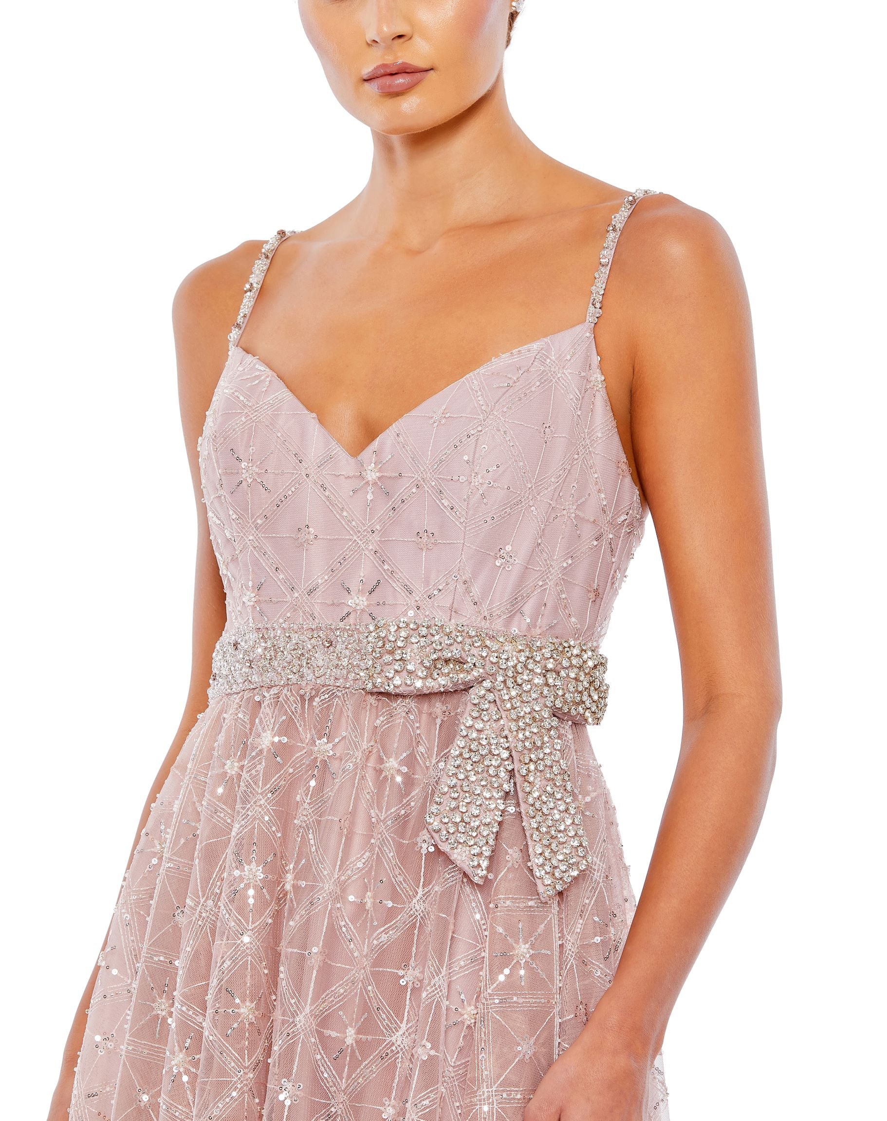 Rhinestone Embellished Sweetheart Neckline Gown