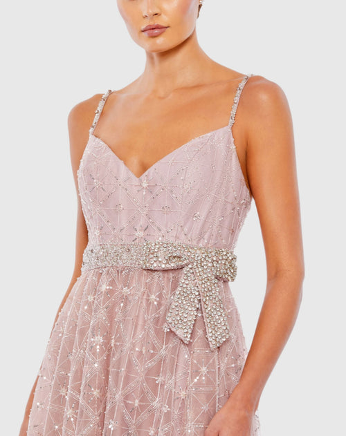 Rhinestone Embellished Sweetheart Neckline Gown