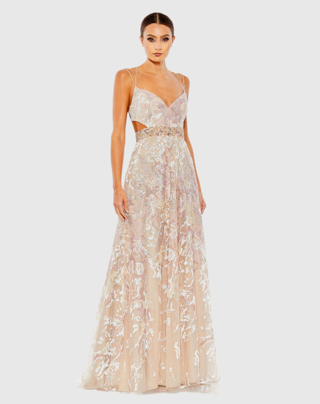 Embellished V-Neck A Line Gown