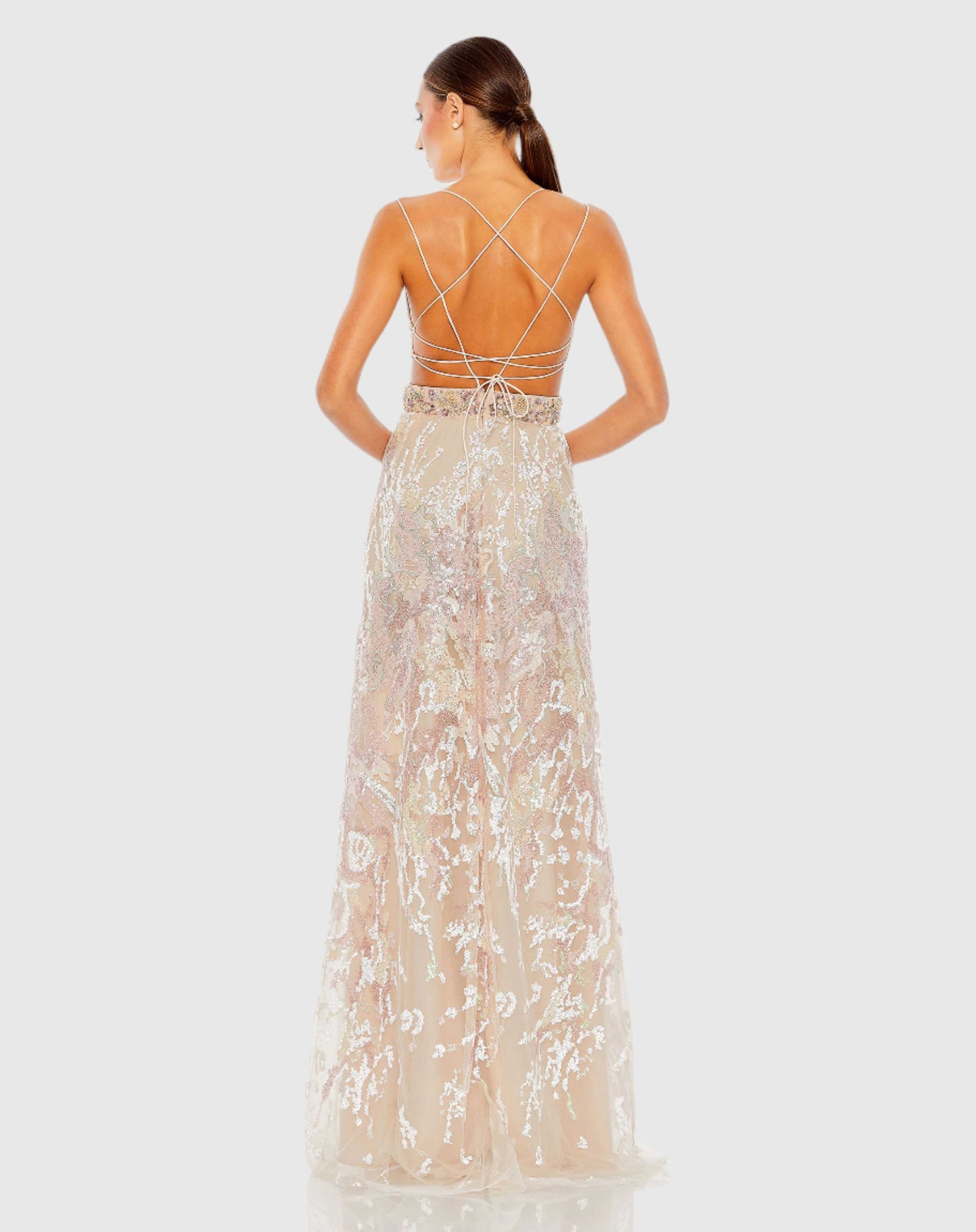 Embellished V-Neck A Line Gown