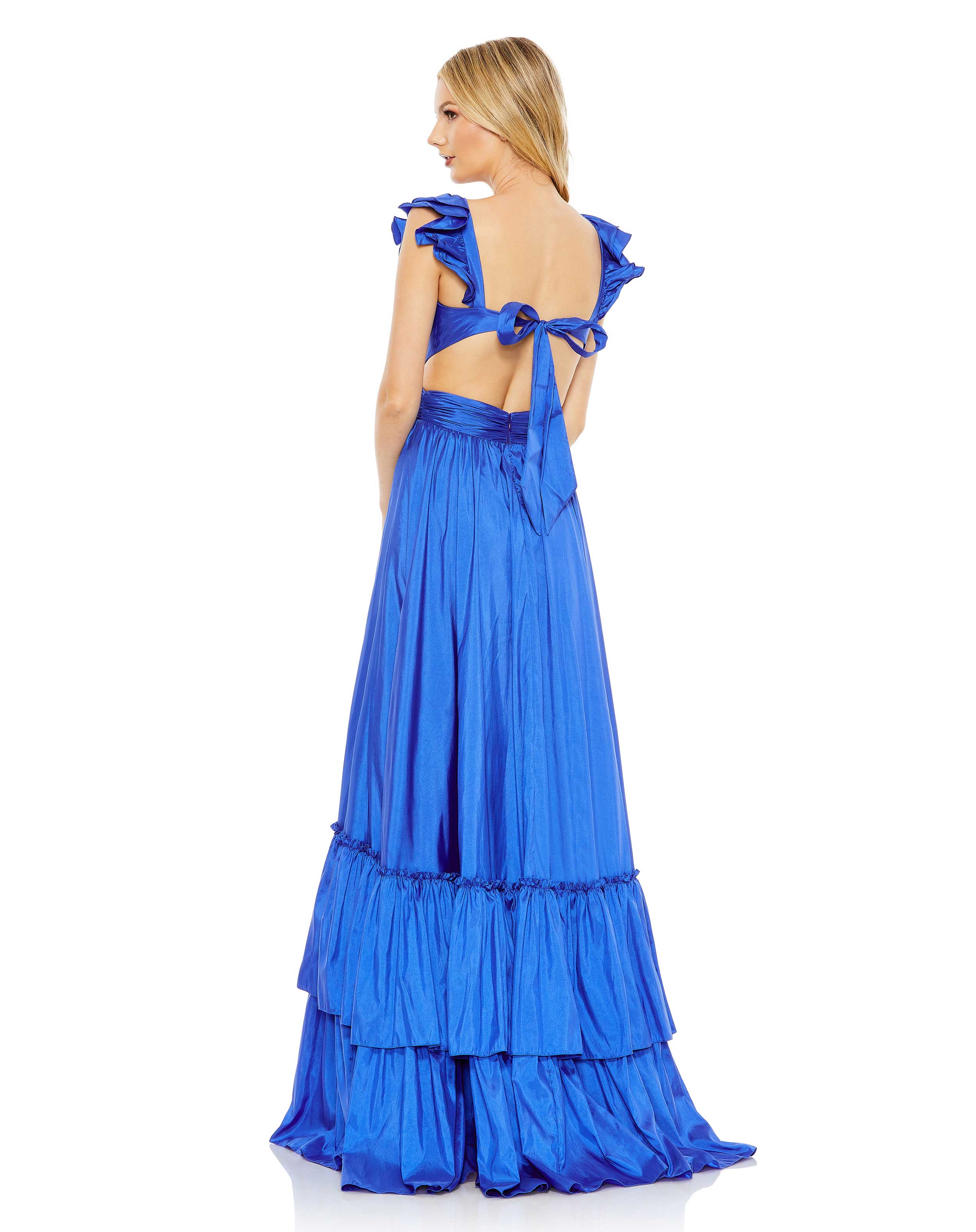 Ruffle Shoulder Cut Out Gown