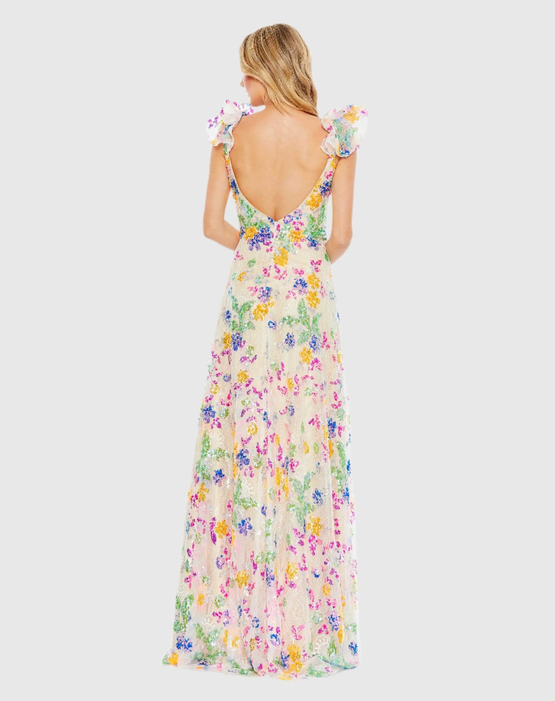 Embellished Ruffle Sleeve Gown - Mac Duggal