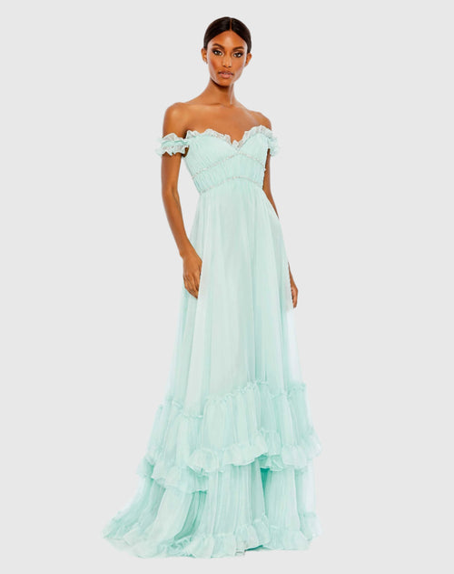 Ruffle Tiered Babydoll Flowy Gown