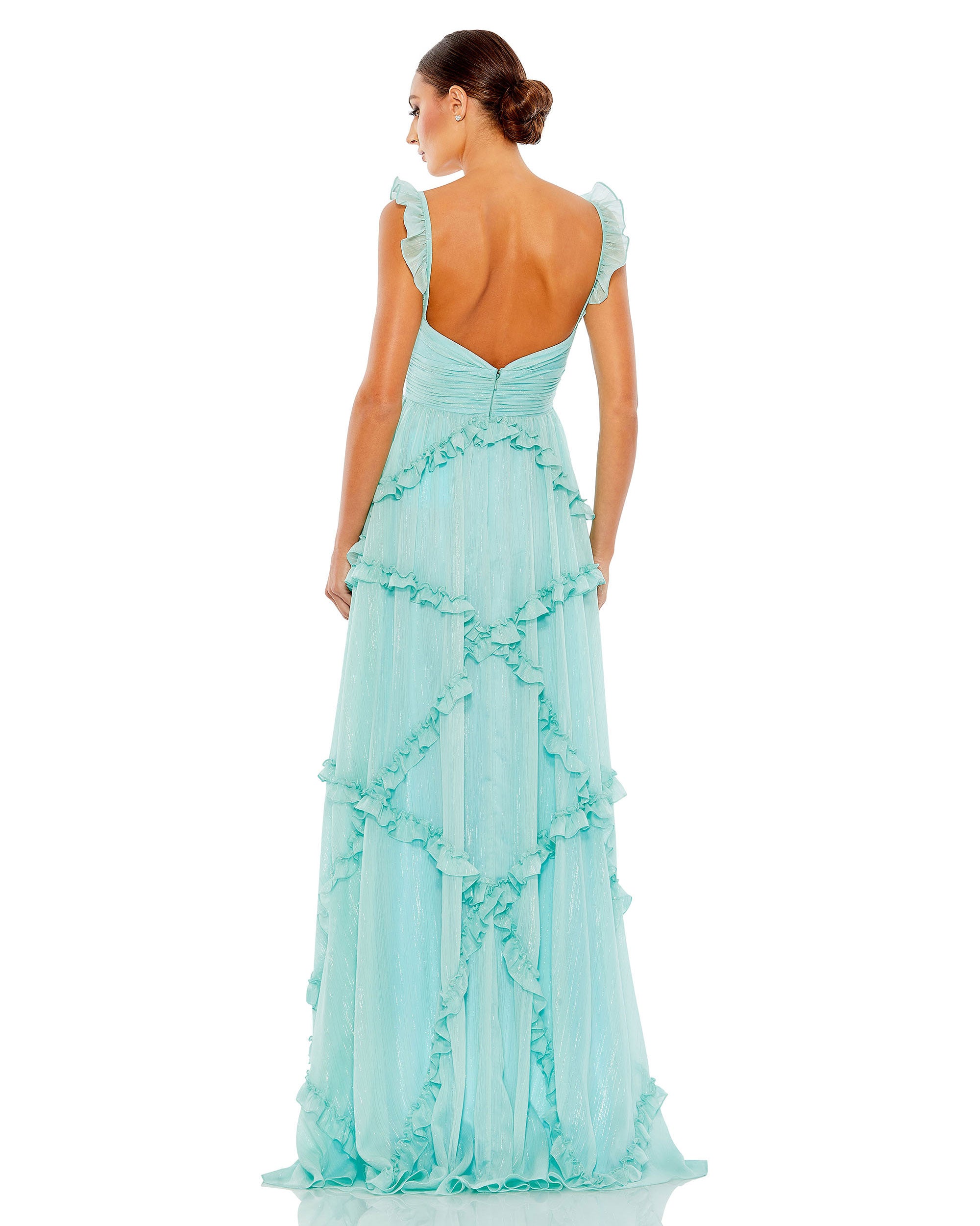 Ruffle Tiered Sleeveless Flowy A Line Gown