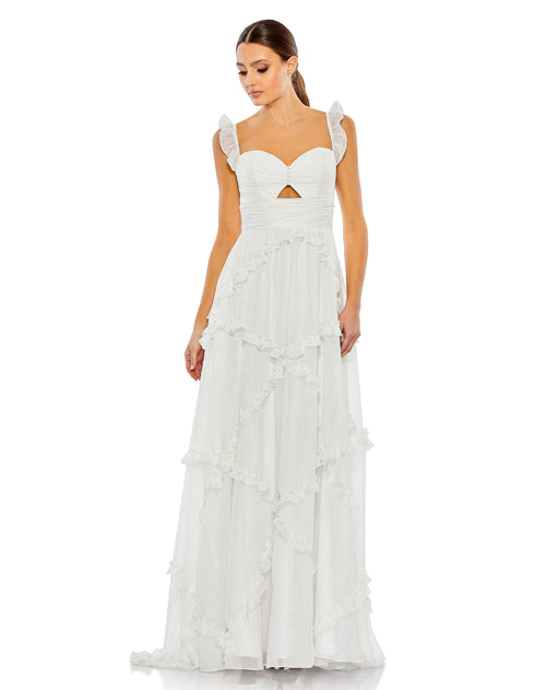 Ruffle Tiered Sleeveless Flowy A Line Gown