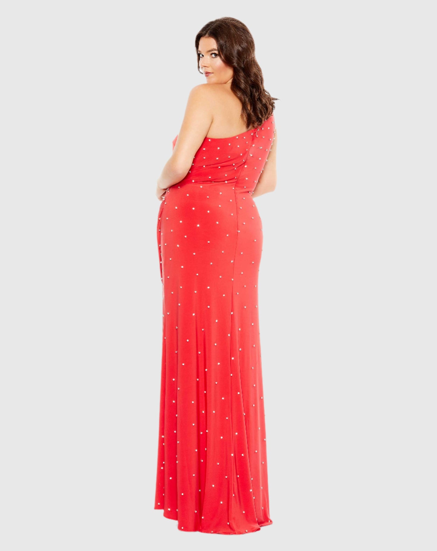 Drapiertes One-Shoulder-Kleid mit Juwelenbesatz (Plus)