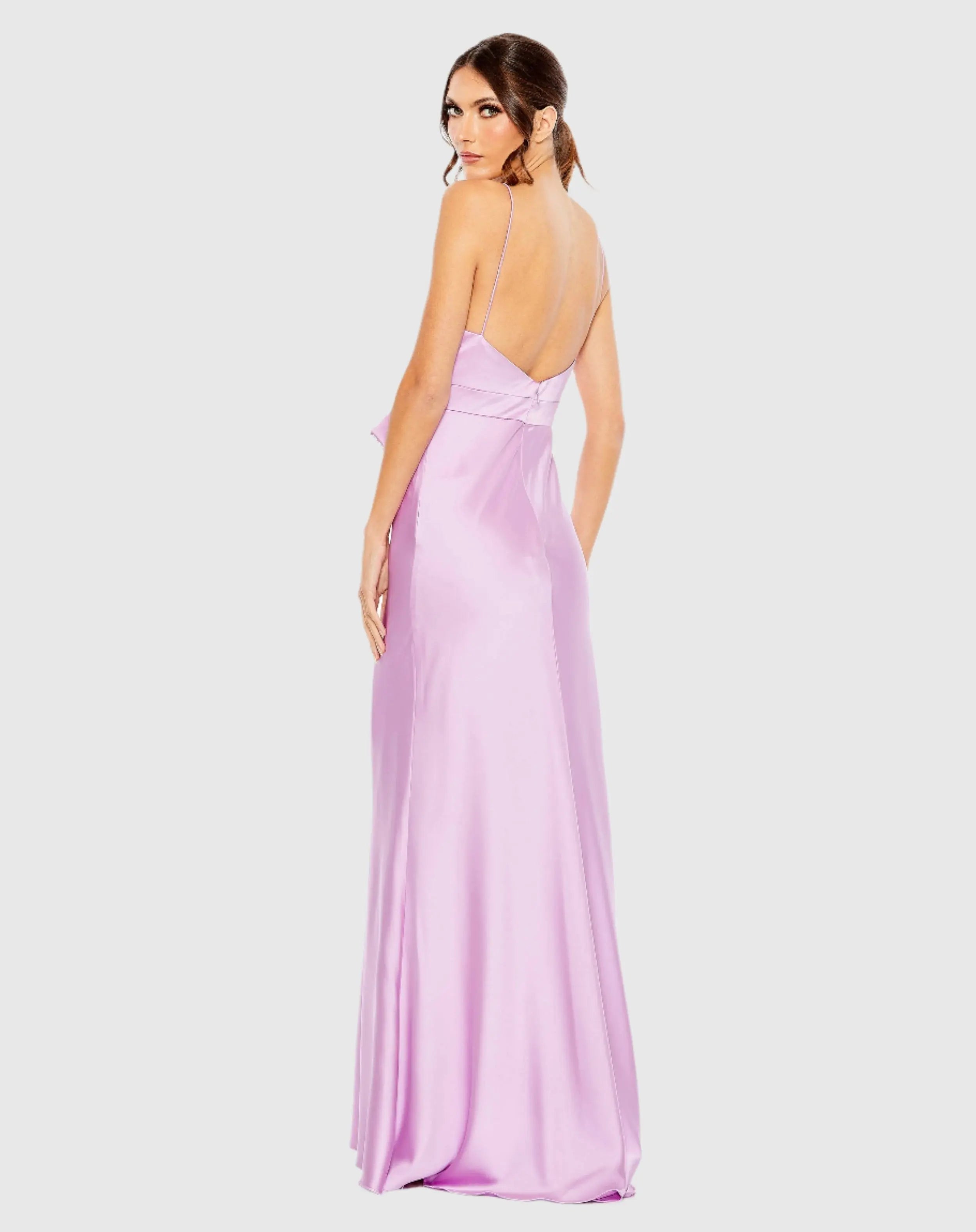 Rhinestone Bow Cami Draped Trumpet Gown - Mac Duggal