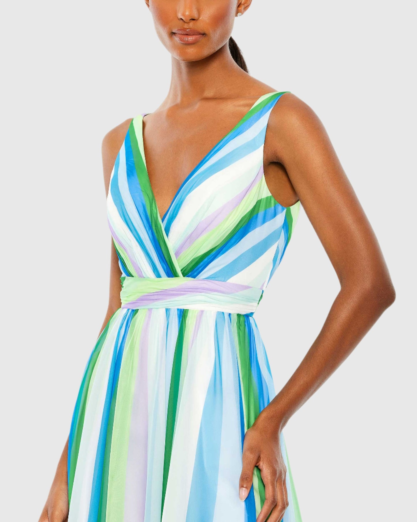 Striped Multi Sleeveless Gown