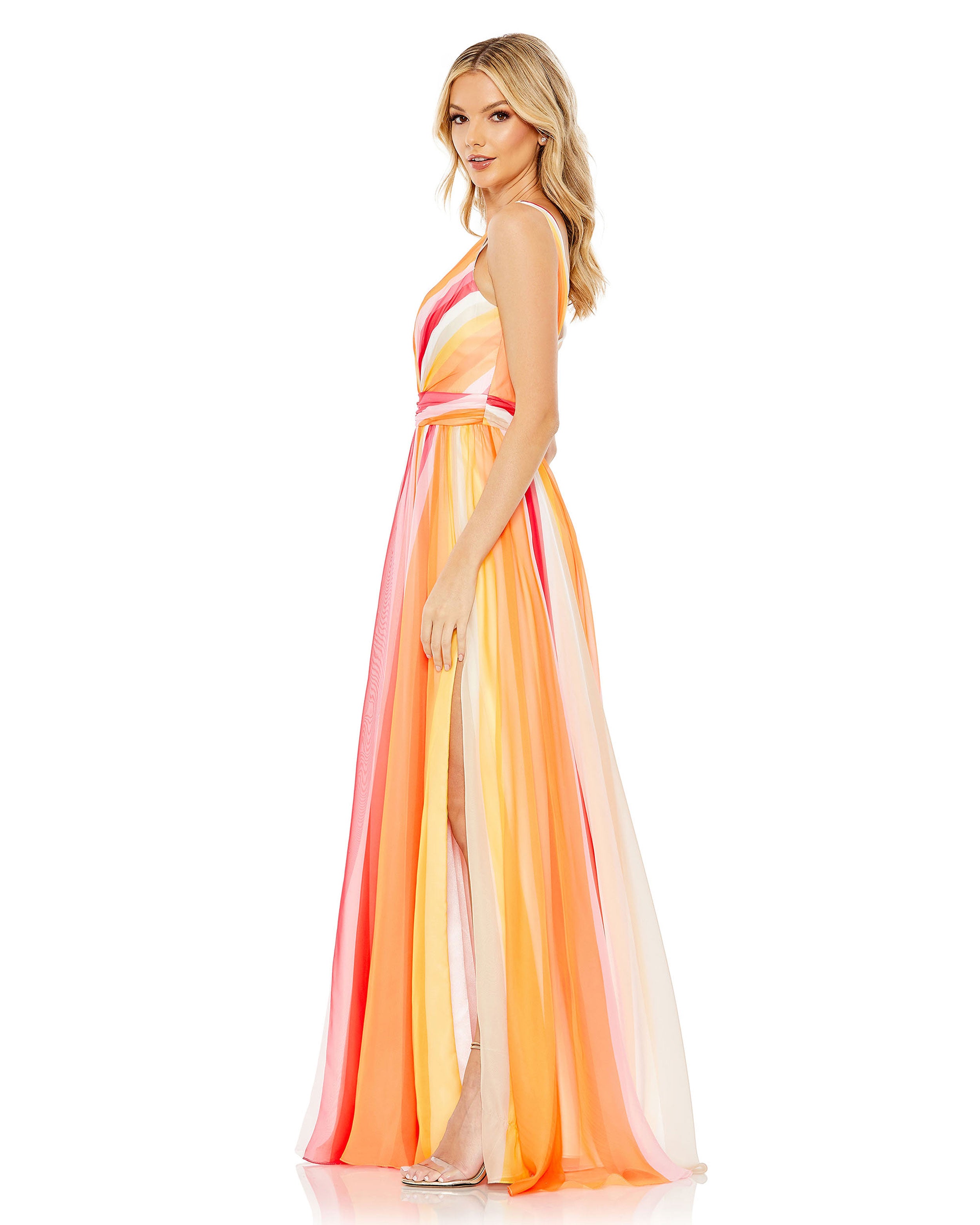 Striped Multi Sleeveless Gown