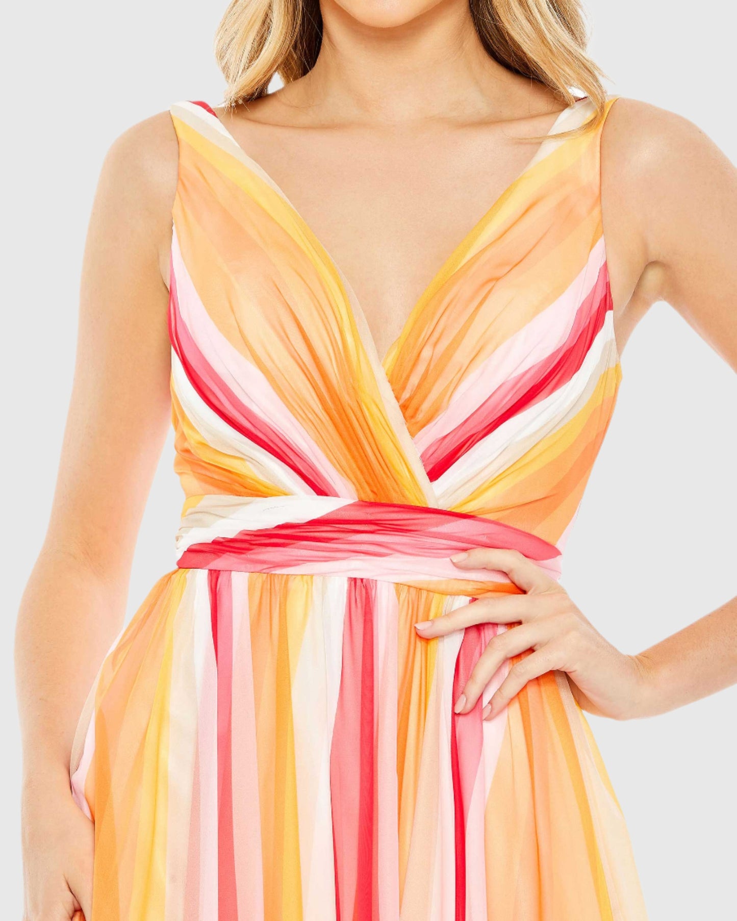 Striped Multi Sleeveless Gown