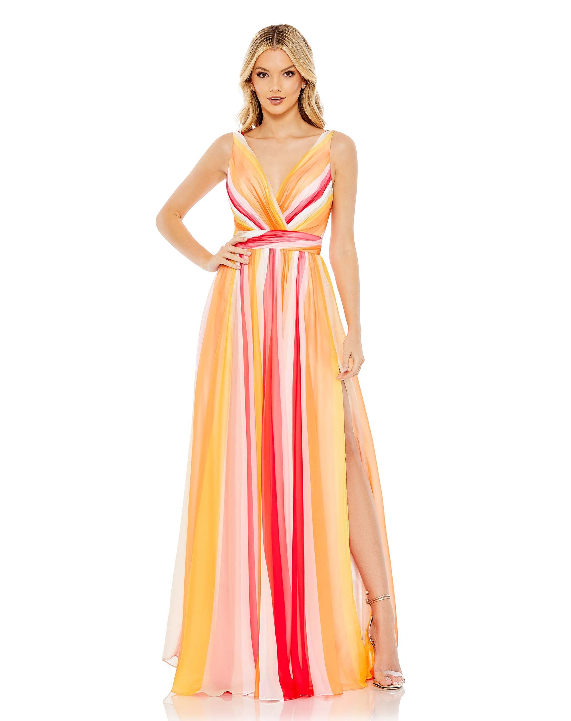 Striped Multi Sleeveless Gown