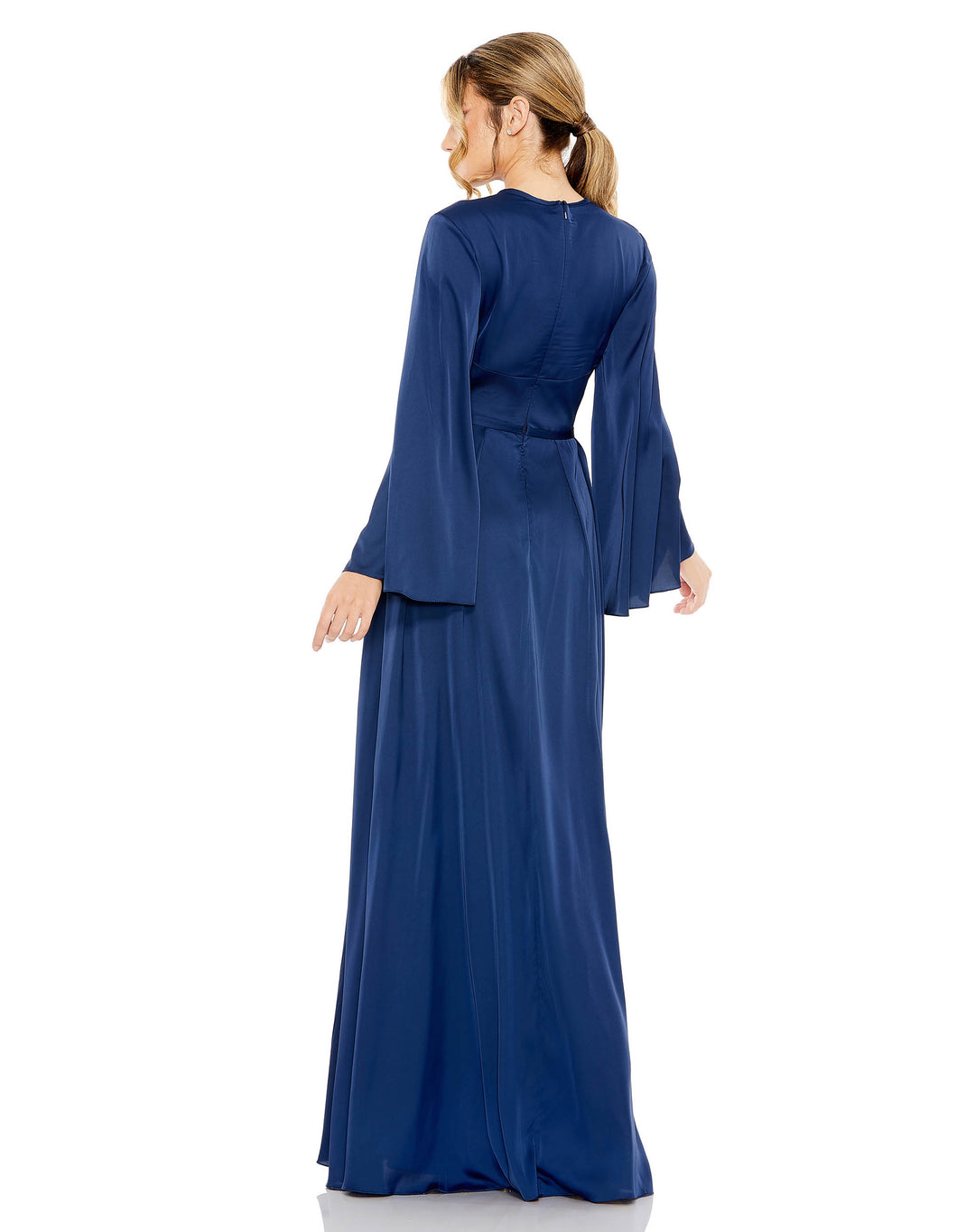 Charmeuse Soft Tie Keyhole Bell Sleeve Gown – Mac Duggal