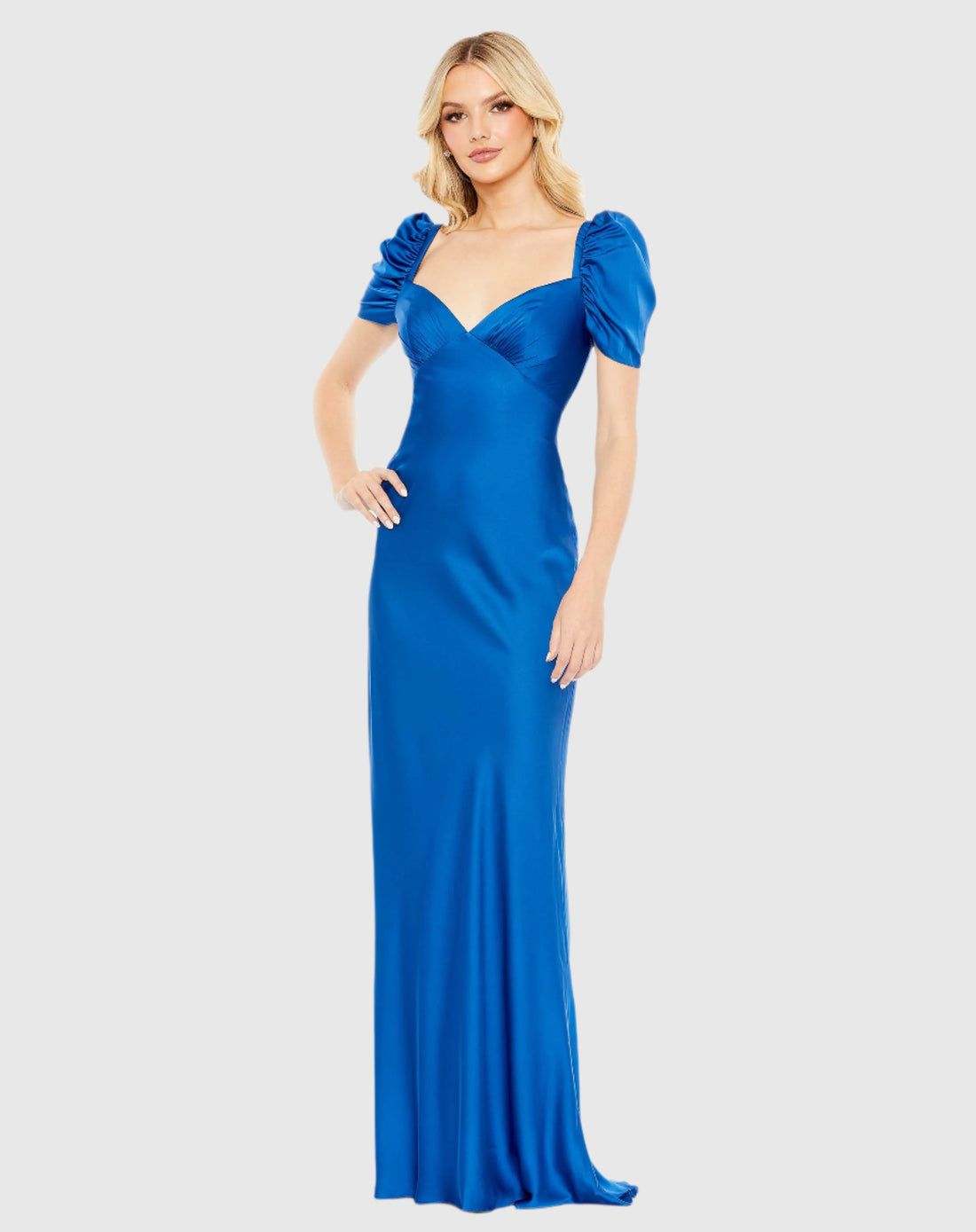 Charmeuse Cap Sleeve Empire Waist Gown