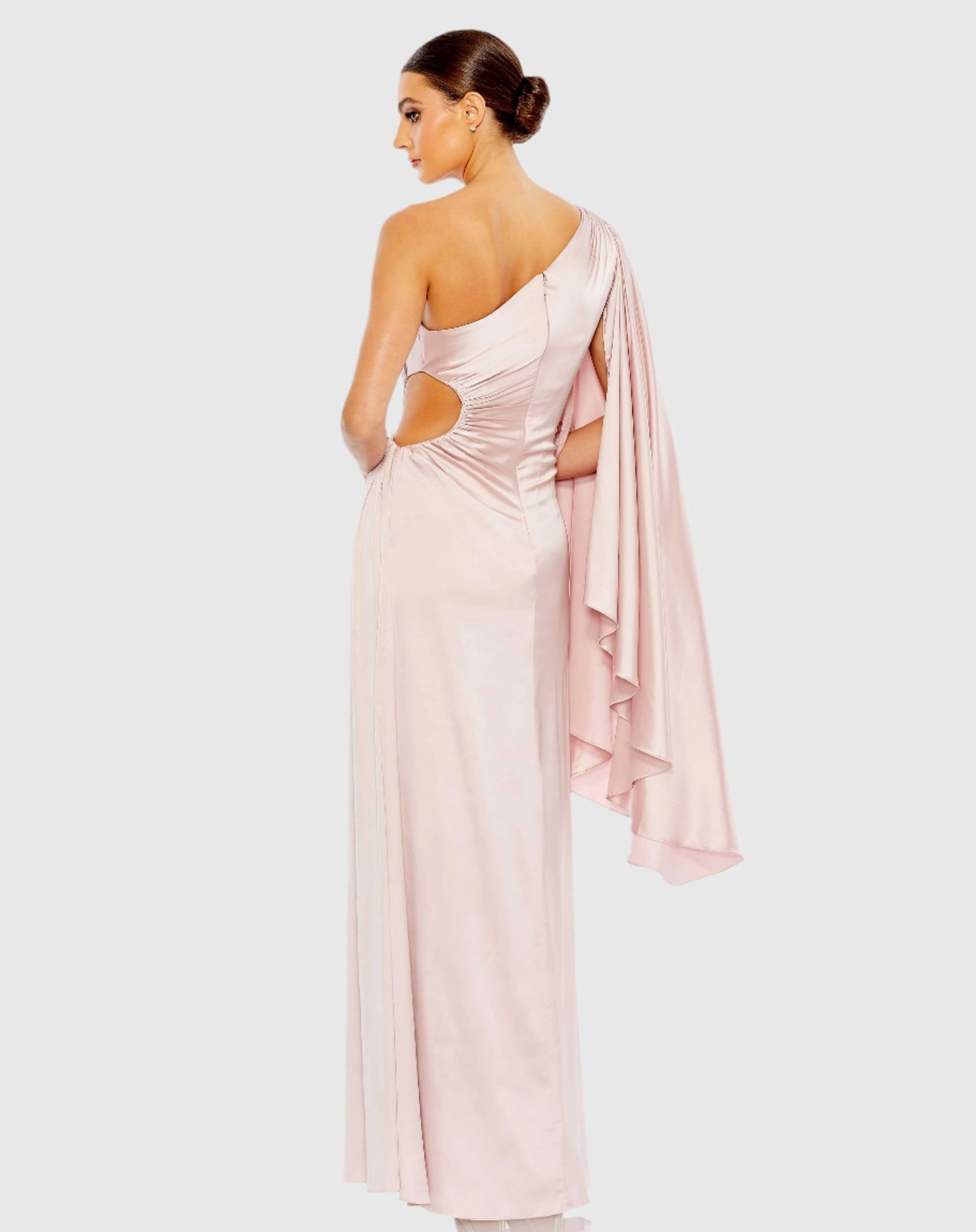 One Shoulder Bell Sleeve Draped Gown - FINAL SALE