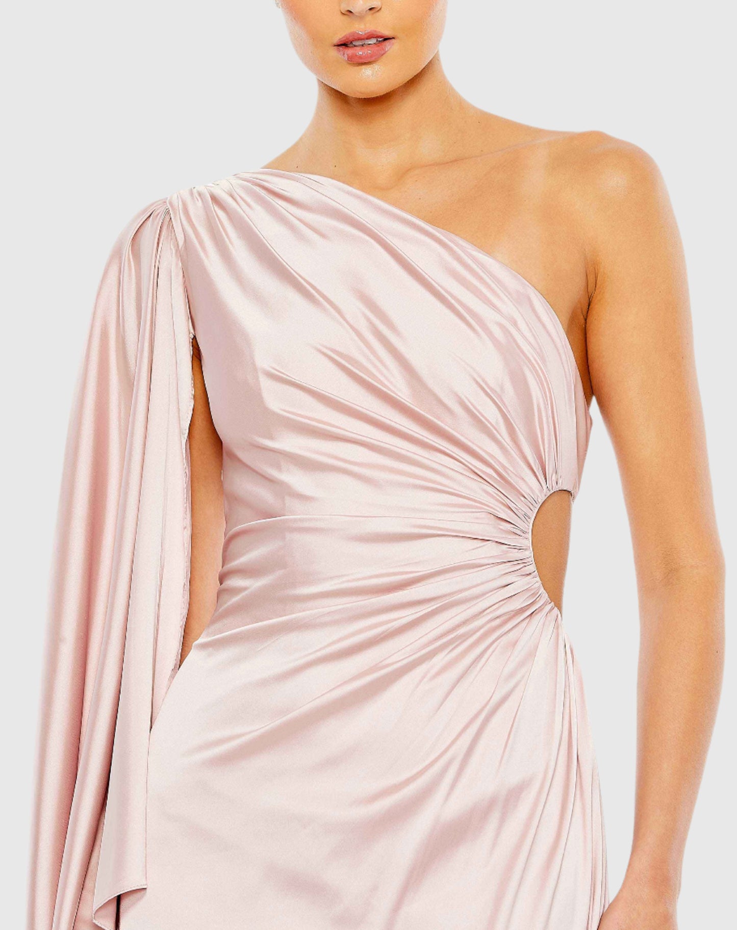 One Shoulder Bell Sleeve Draped Gown - FINAL SALE