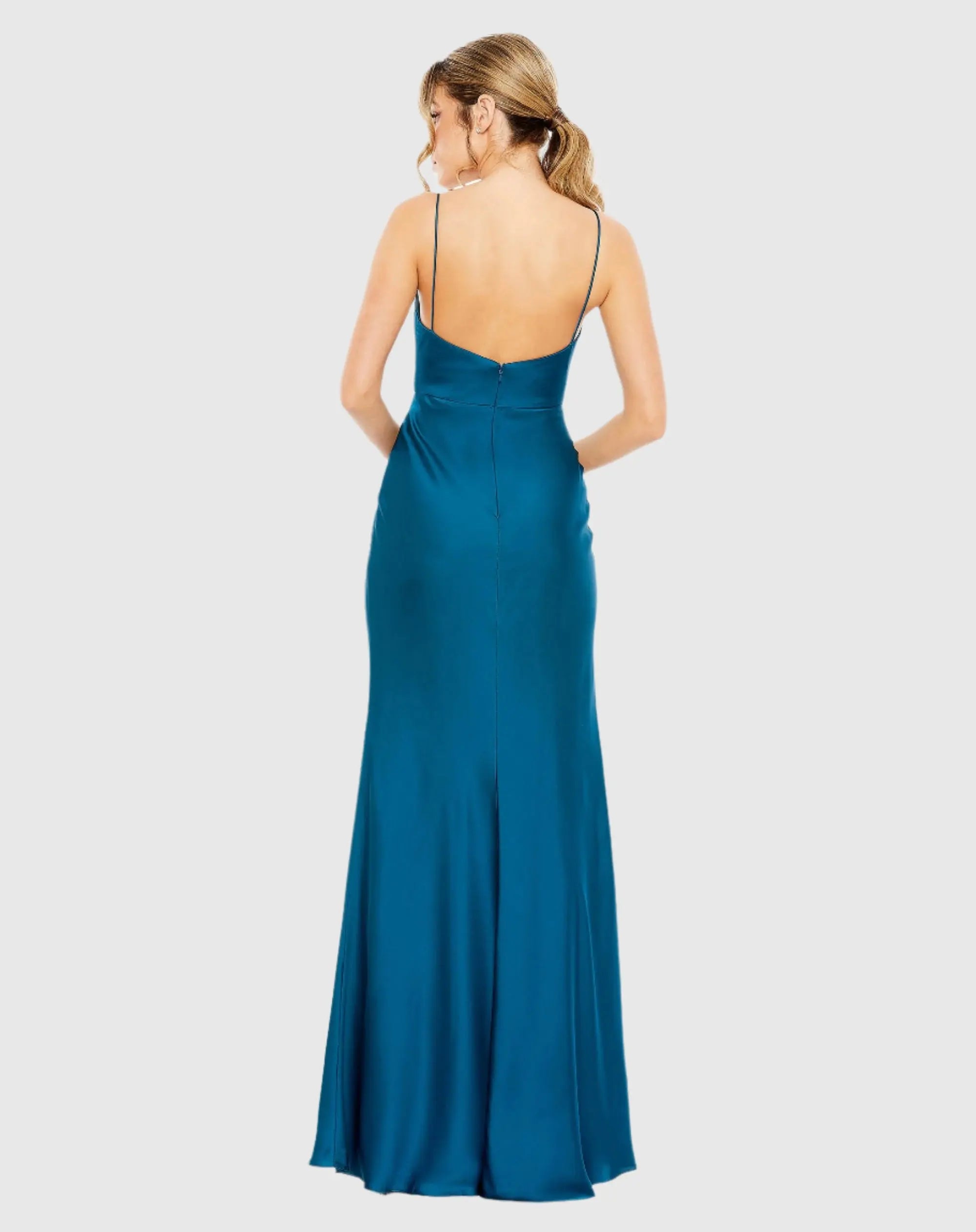 Blue Tie Front with Keyhole Detail Gown - Mac Duggal