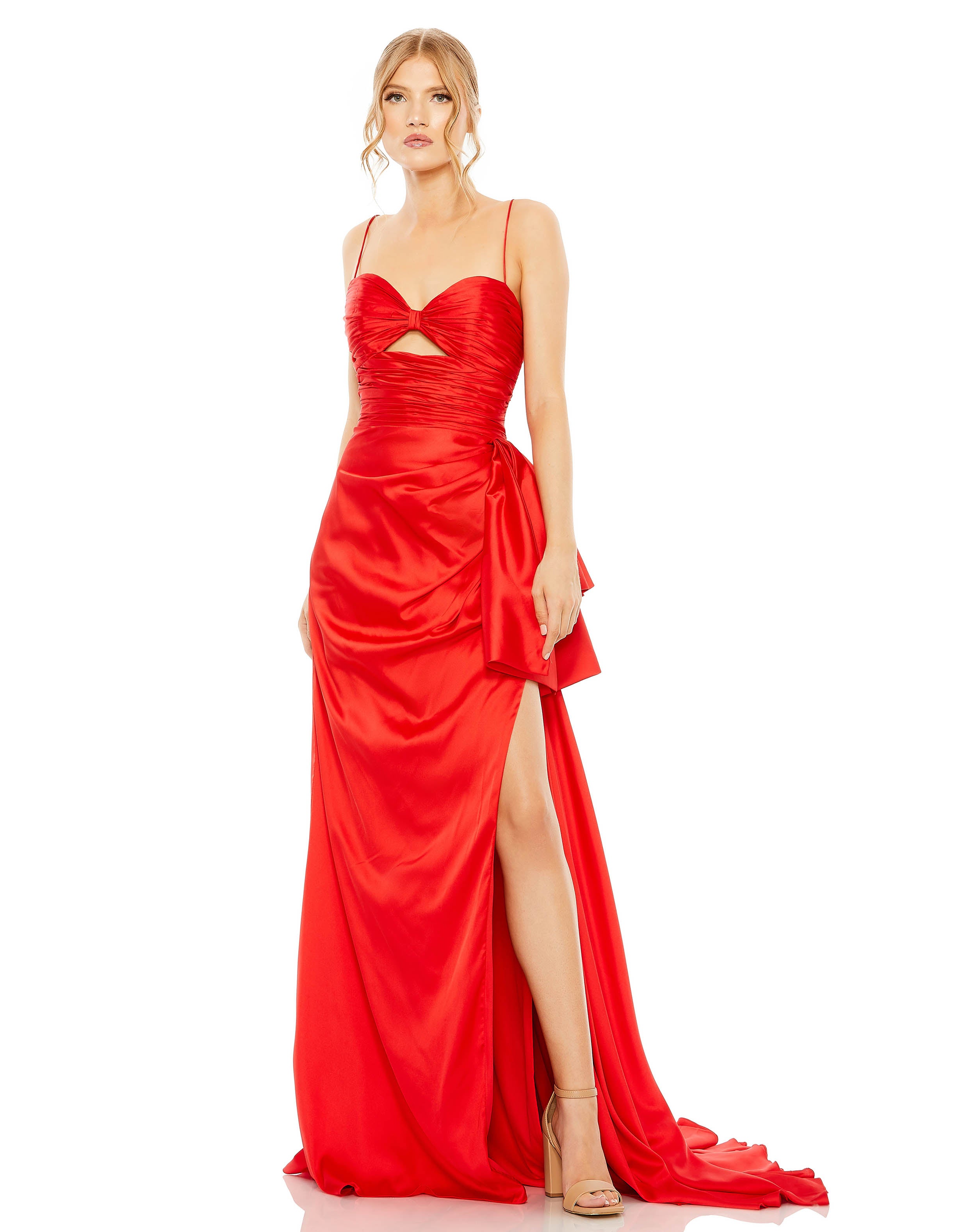 Strapless Cut Out Side Bow Gown