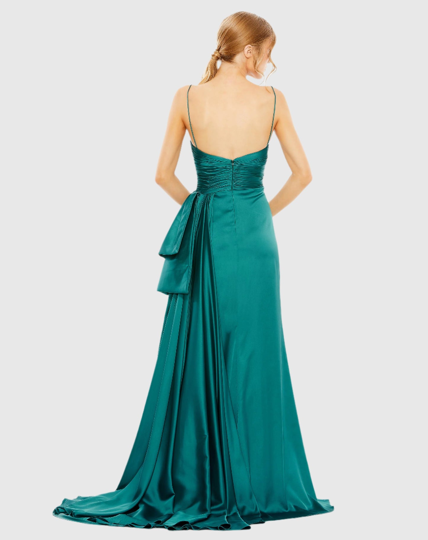 Spaghetti Strap Cut Out Side Bow Gown