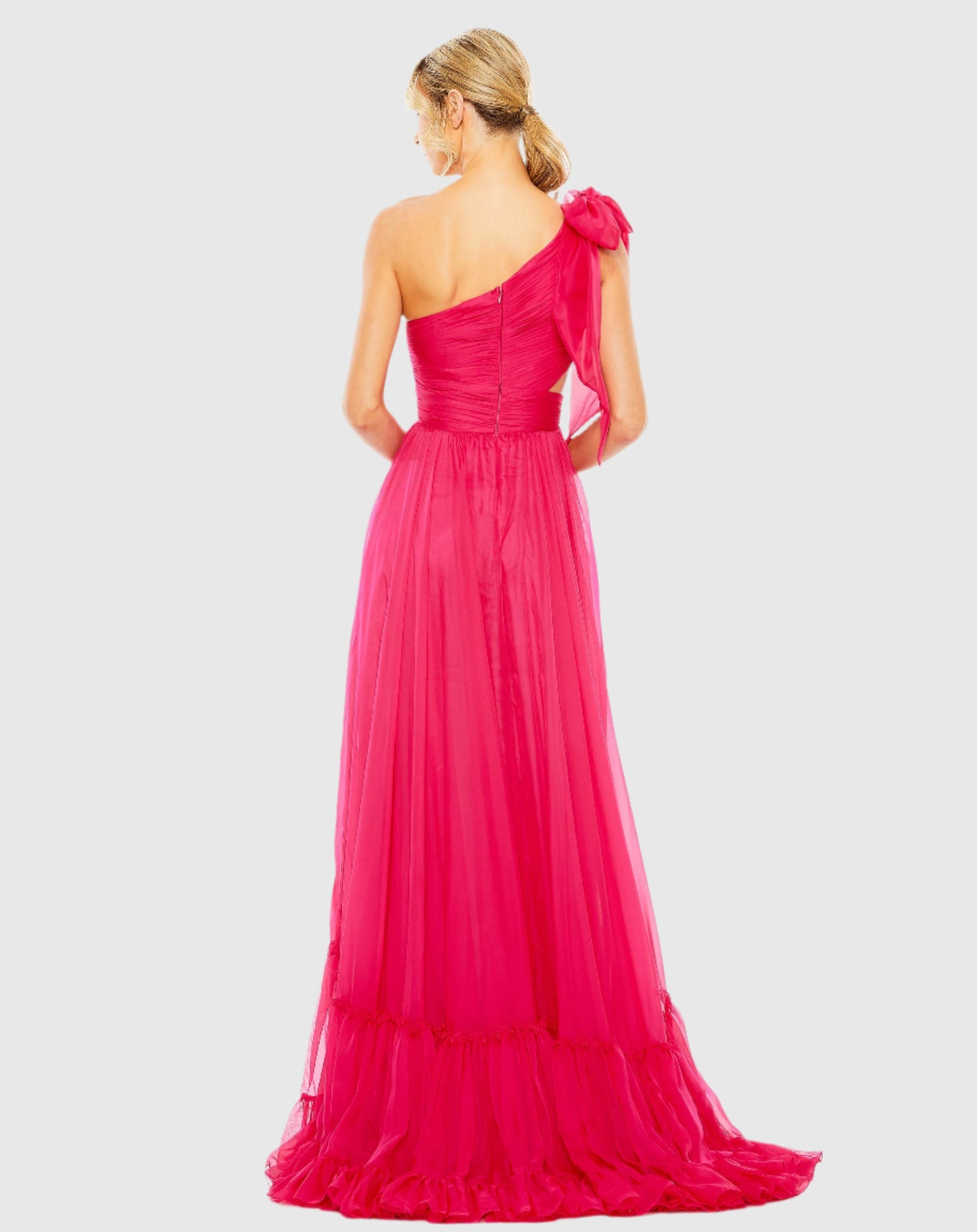 Tiered One Shoulder Ruched Gown