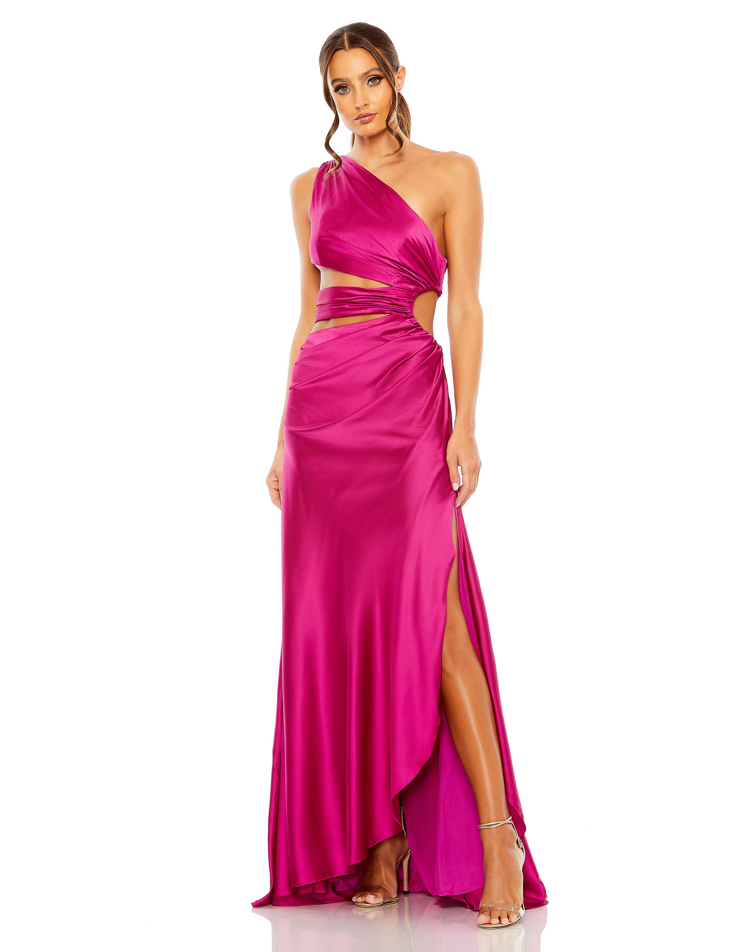 Cut Out One Shoulder Satin Gown