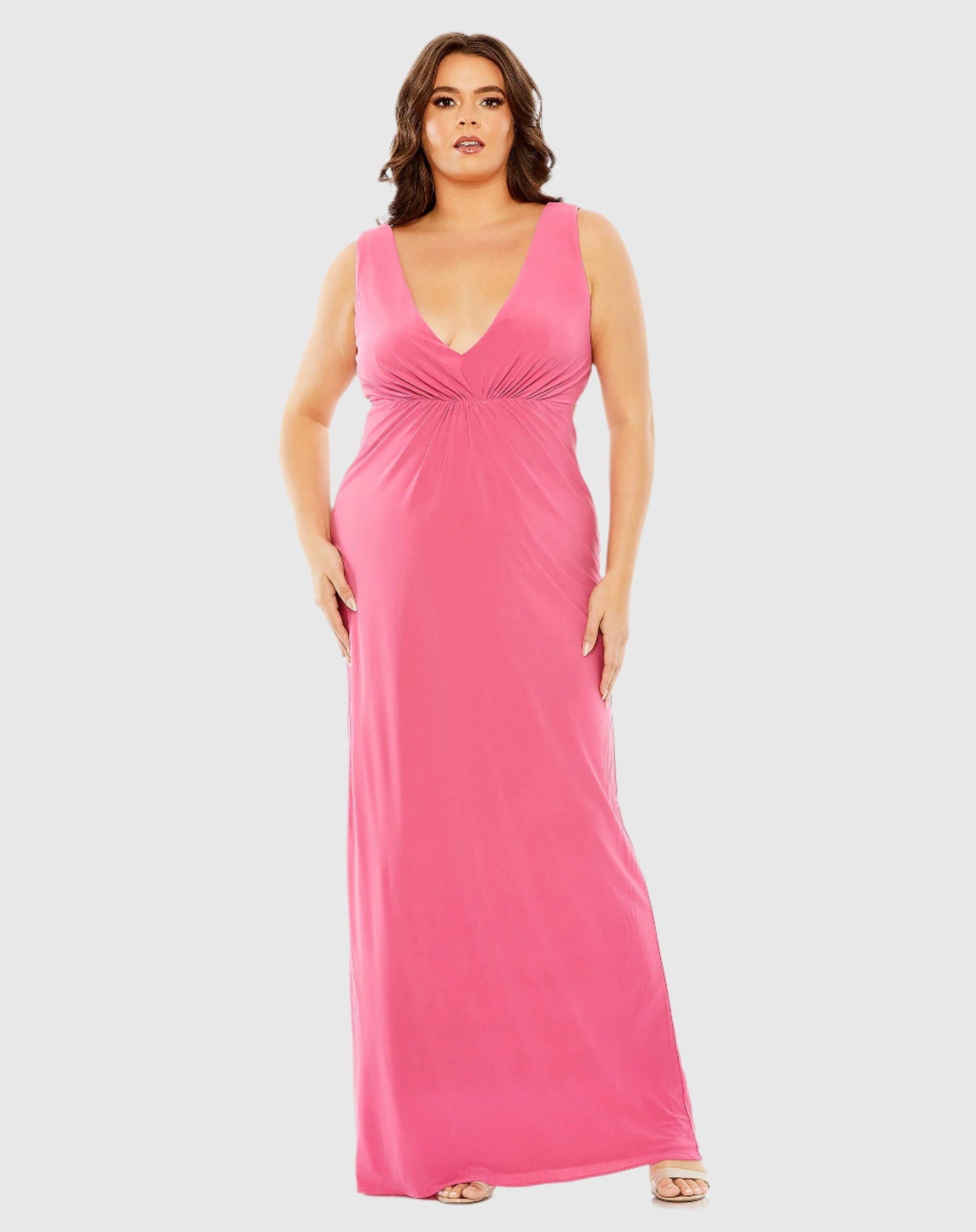 Jersey V-Neck Cutout Gown