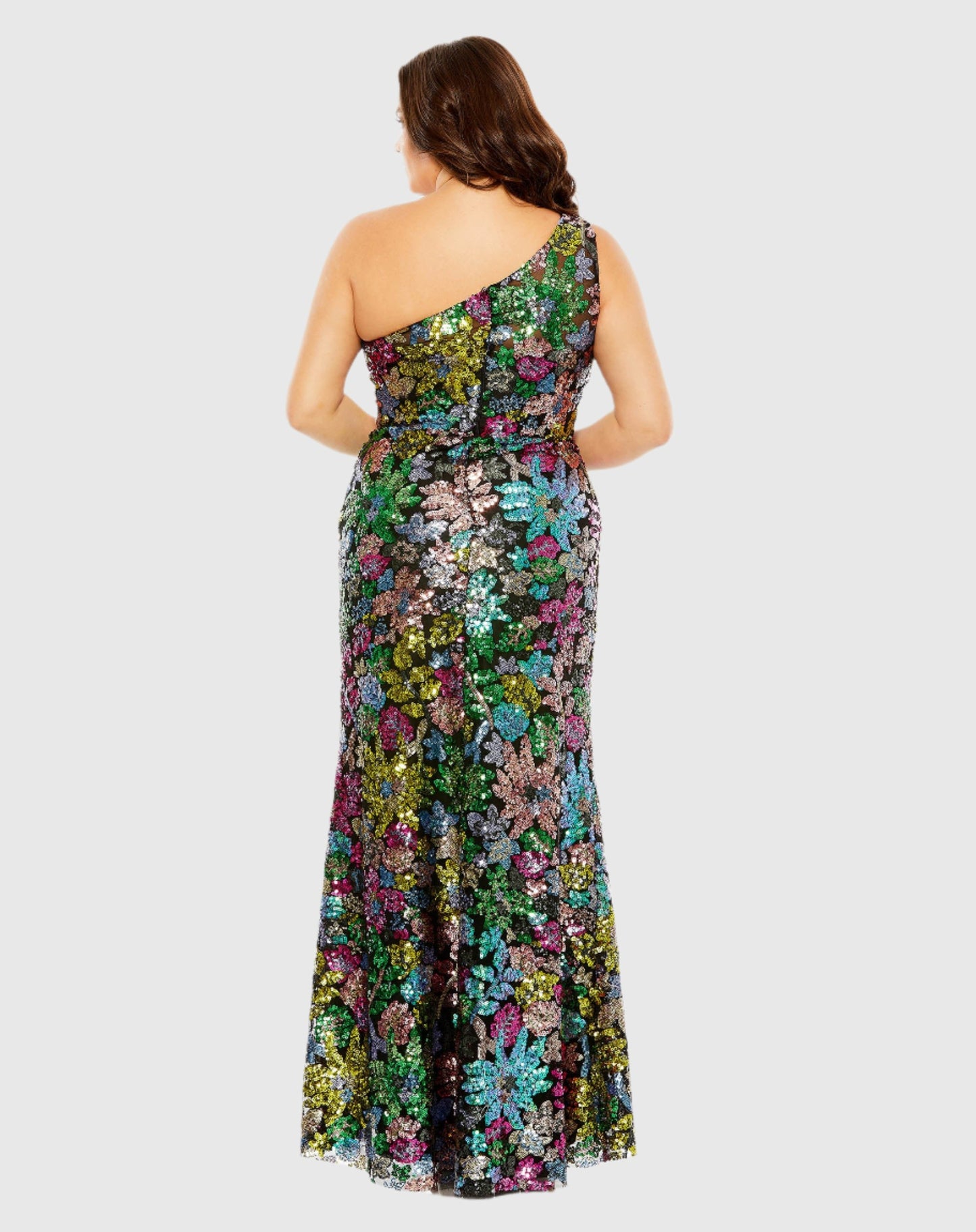 Vestido de lentejuelas floral de un hombro