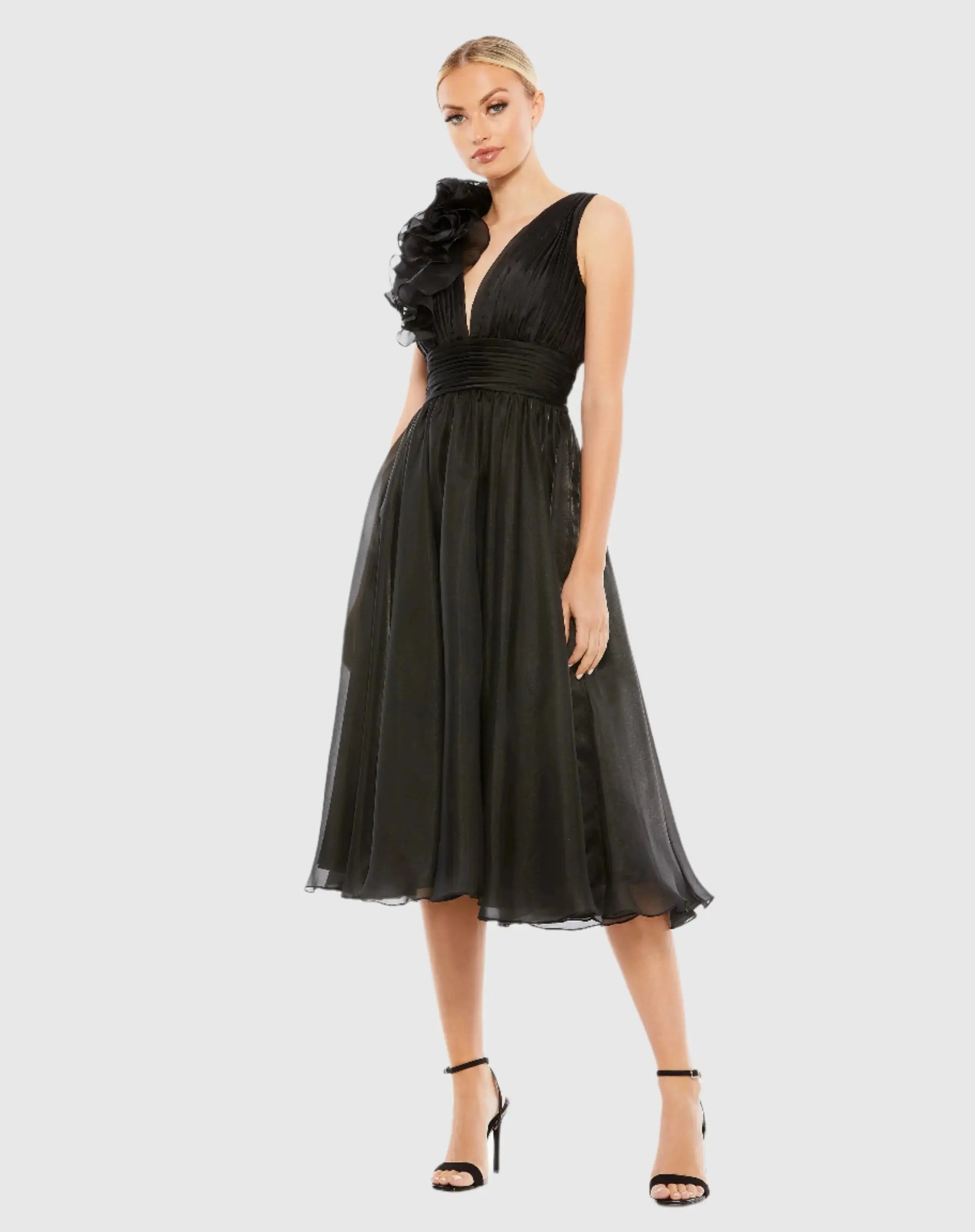 Plunging V Neck Ruffled A-Line Cocktail Dress Plunging V Neck Ruffled A-Line Cocktail Dress