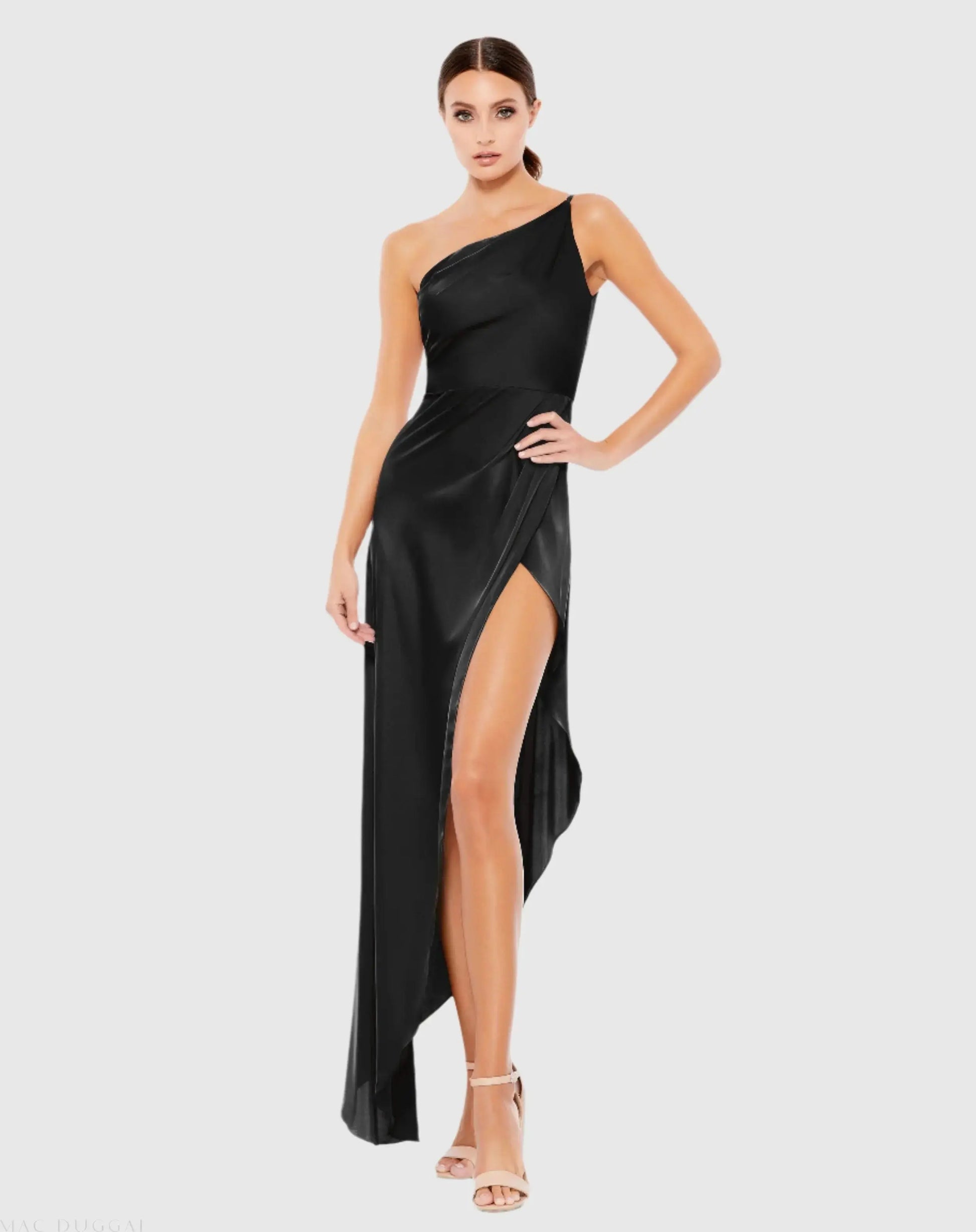 one shoulder high low dress One Shoulder Plum Chiffon High-low Prom Party Dress