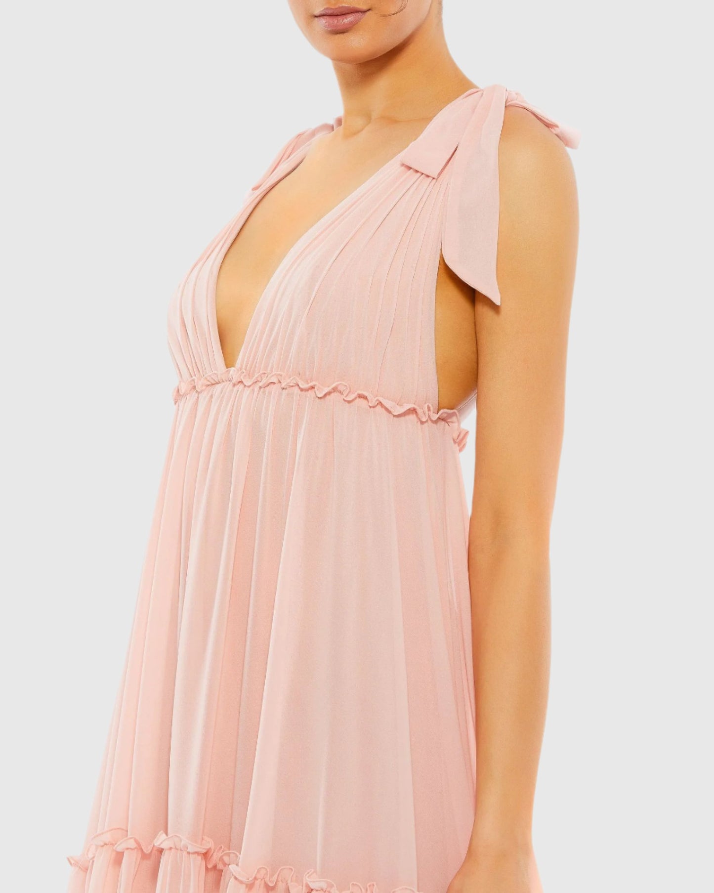 Tiered V-Neck Plunging Maxi Dress - FINAL SALE