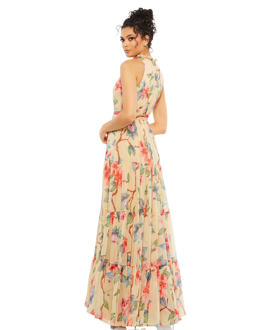 Floral Button High Neck Maxi Dress – Mac Duggal