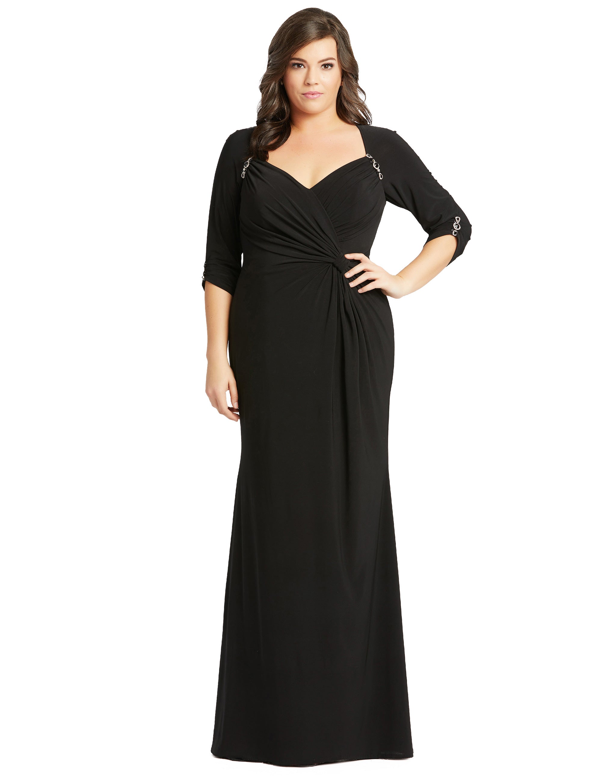 Jewel Detailed Jersey Evening Gown (Plus)