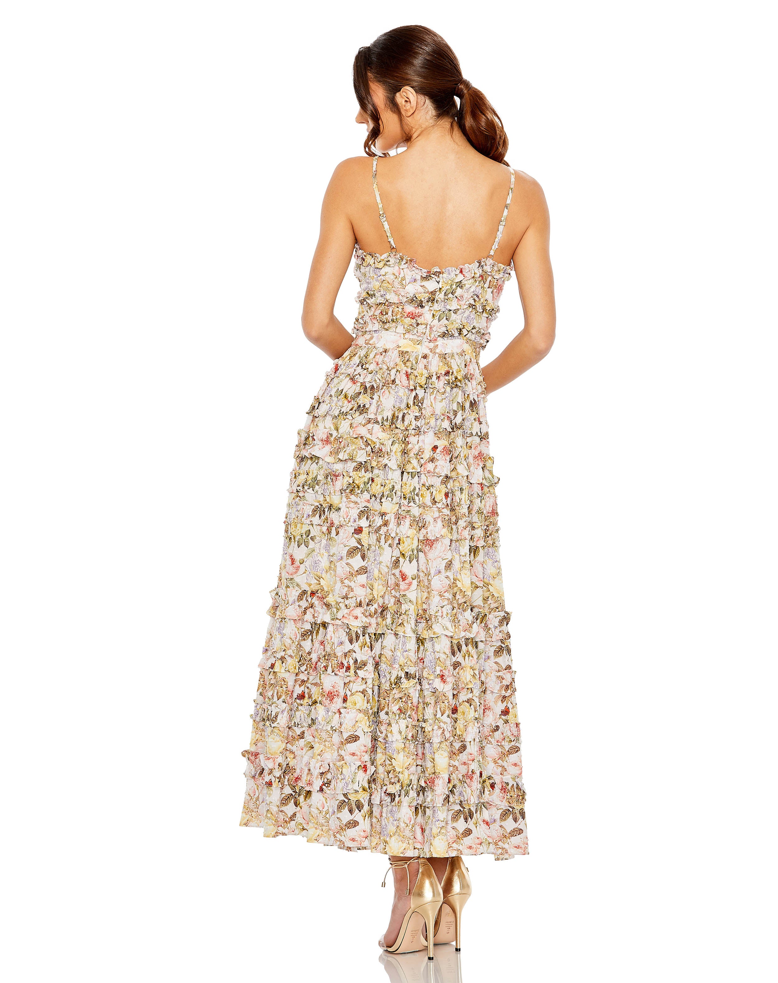 Floral Print Ruffle Tiered Midi Dress