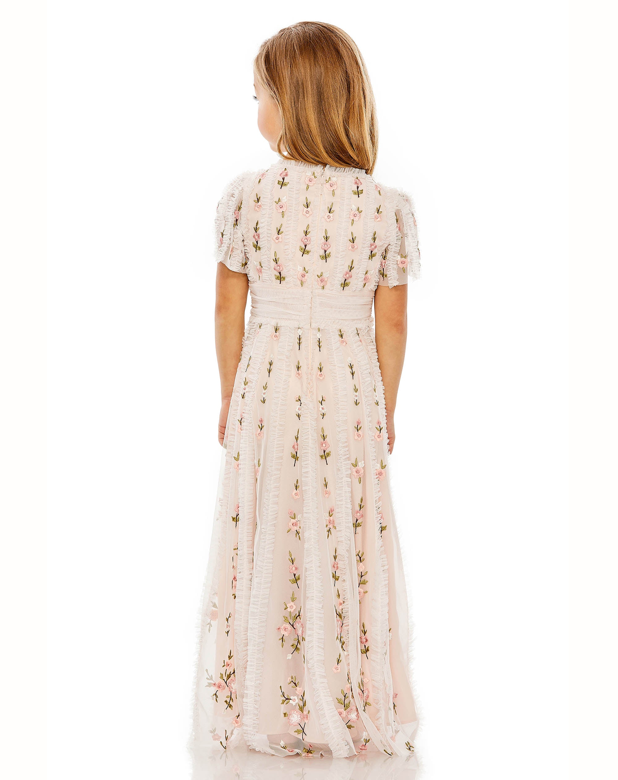 Girls Ruffle Flutter Sleeve Floral Mini Dress