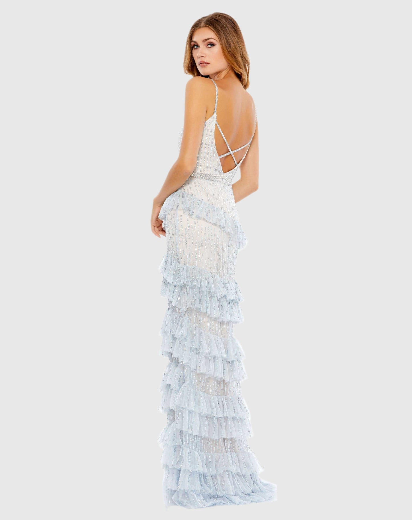 Embellished Ruffle Tiered Sleeveless Gown - FINAL SALE