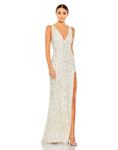 Embellished V Neck Sleeveless Gown – Mac Duggal