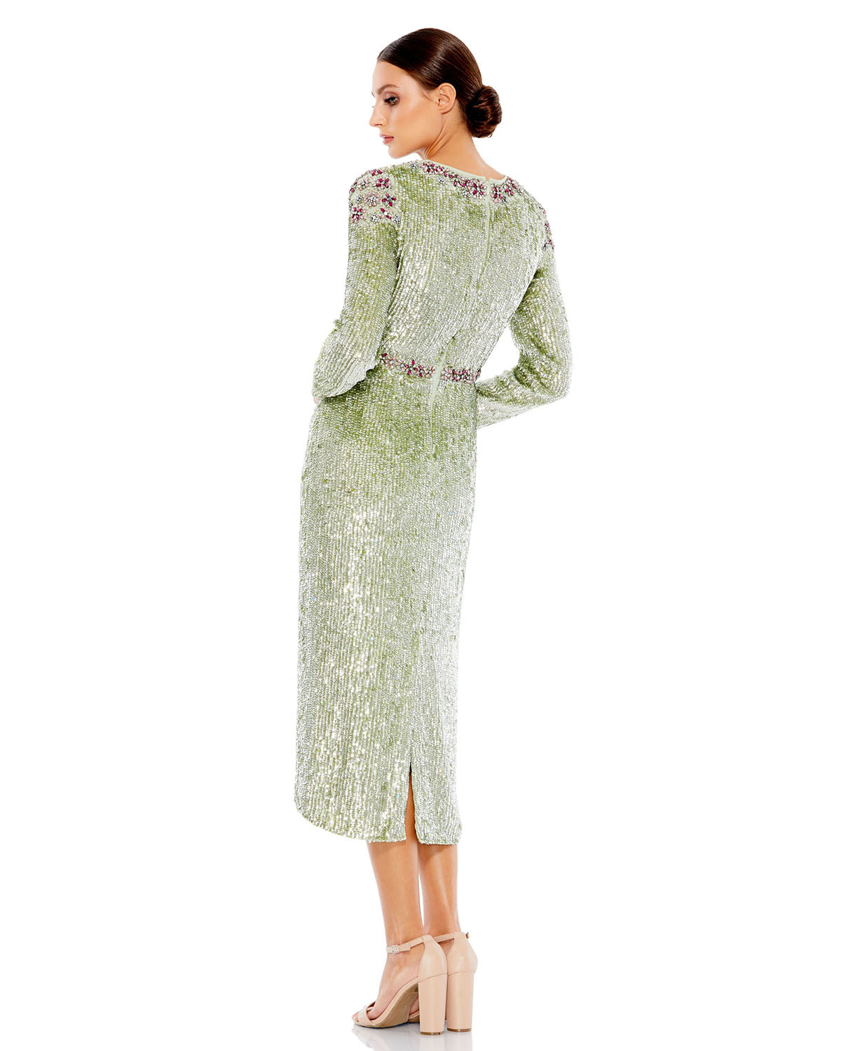 Floral Beaded Tea-Length Dress - FINAL SALE