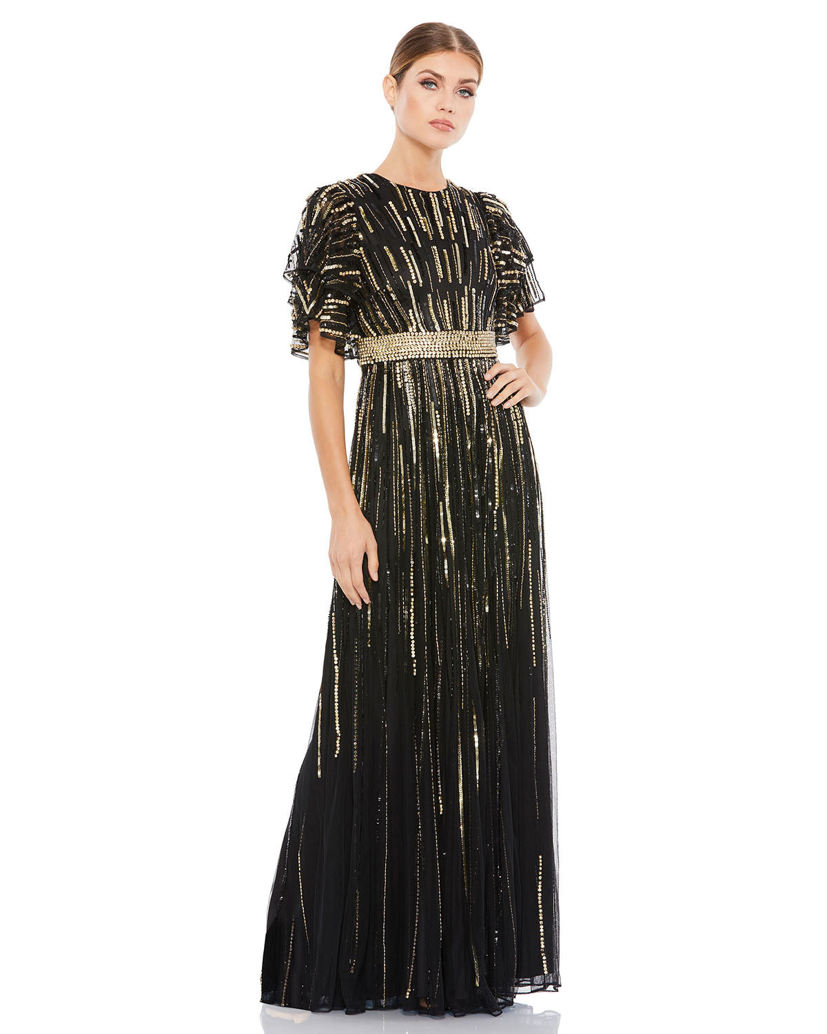 Embellished Full Length Layered Sleeve Gown – Mac Duggal