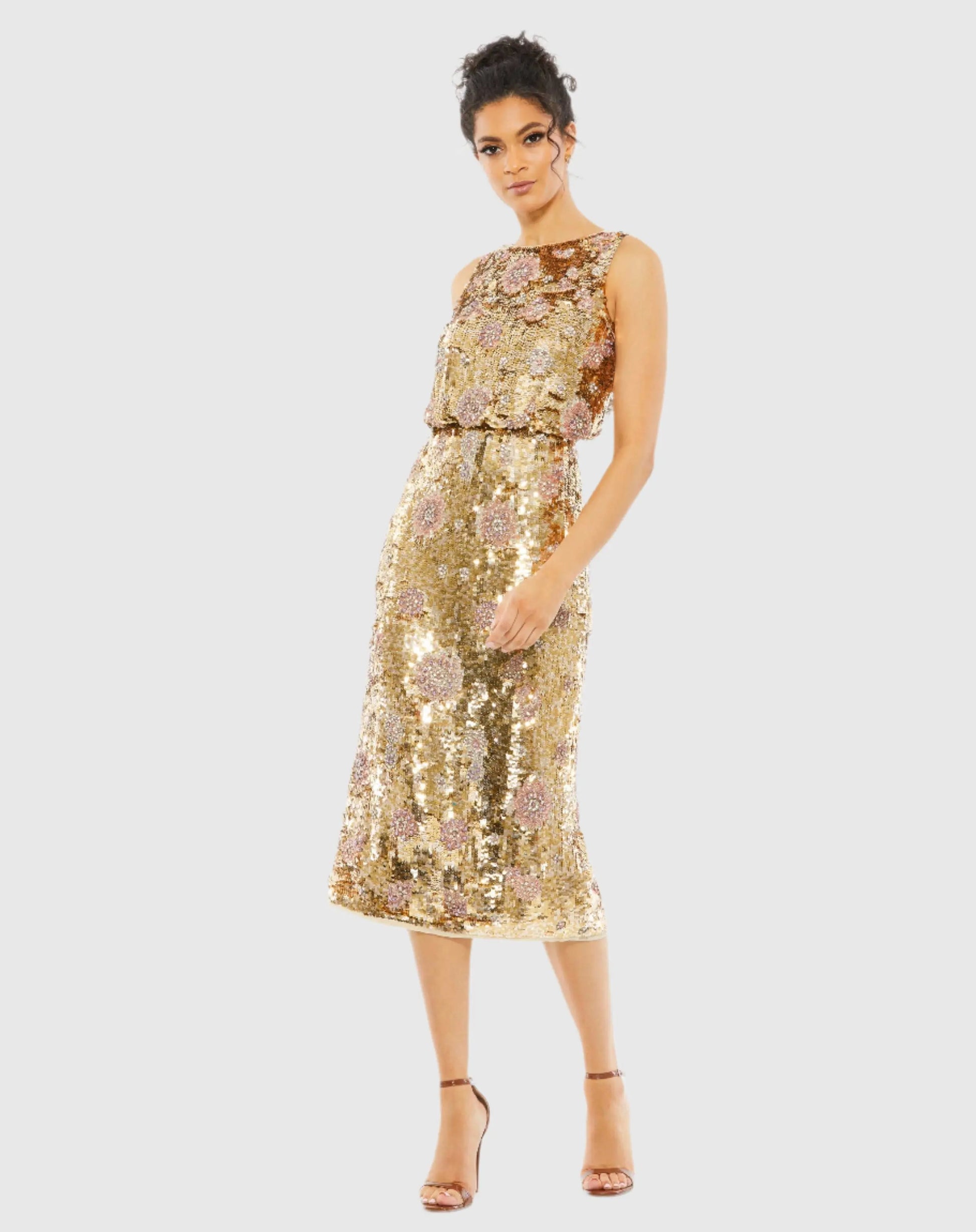 midi mac duggal dresses on sale Mac Duggal Women's Floral Tulle A-Line Cocktail Dress - Blossom Pink