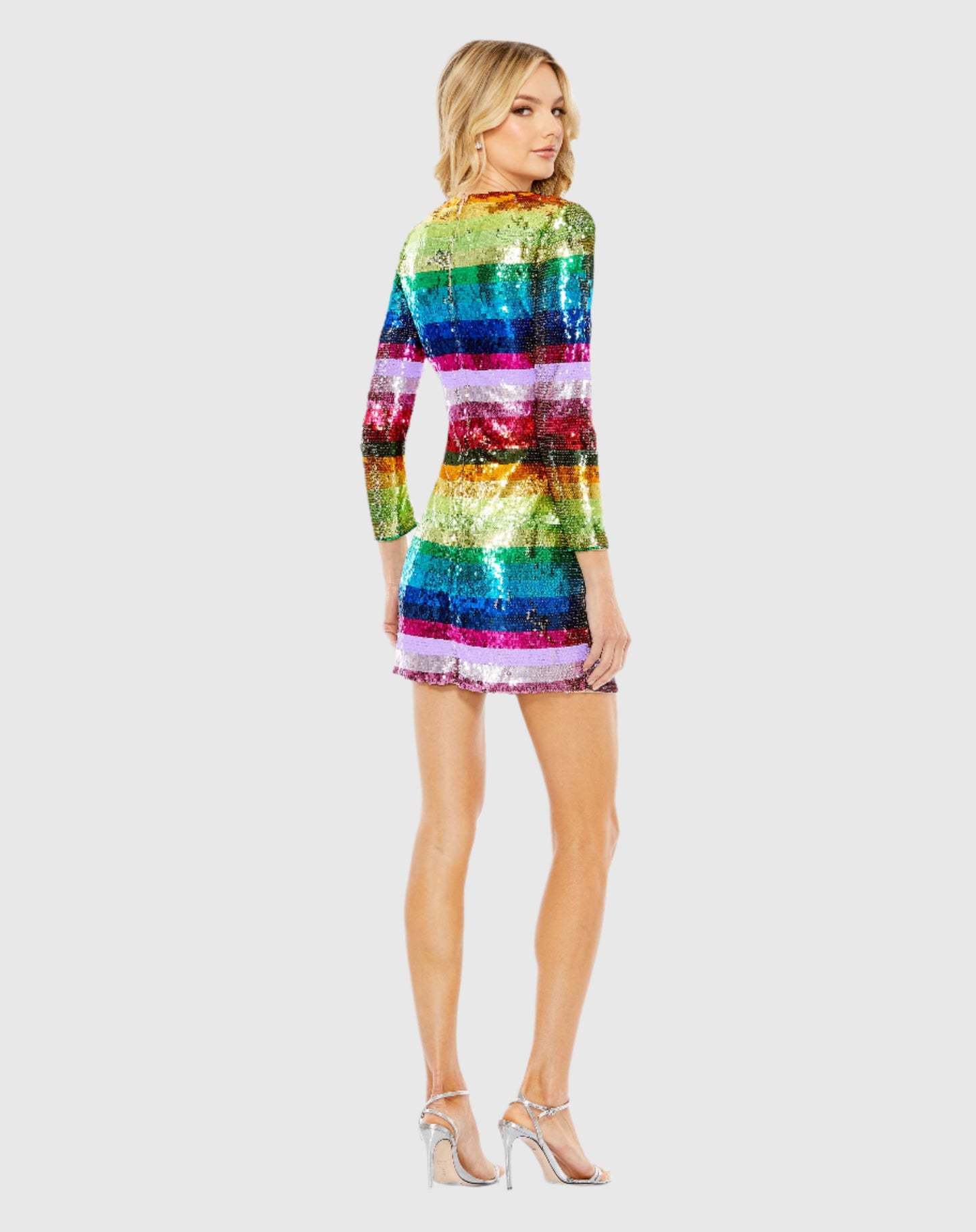 Long Sleeve Sequin Rainbow Dress