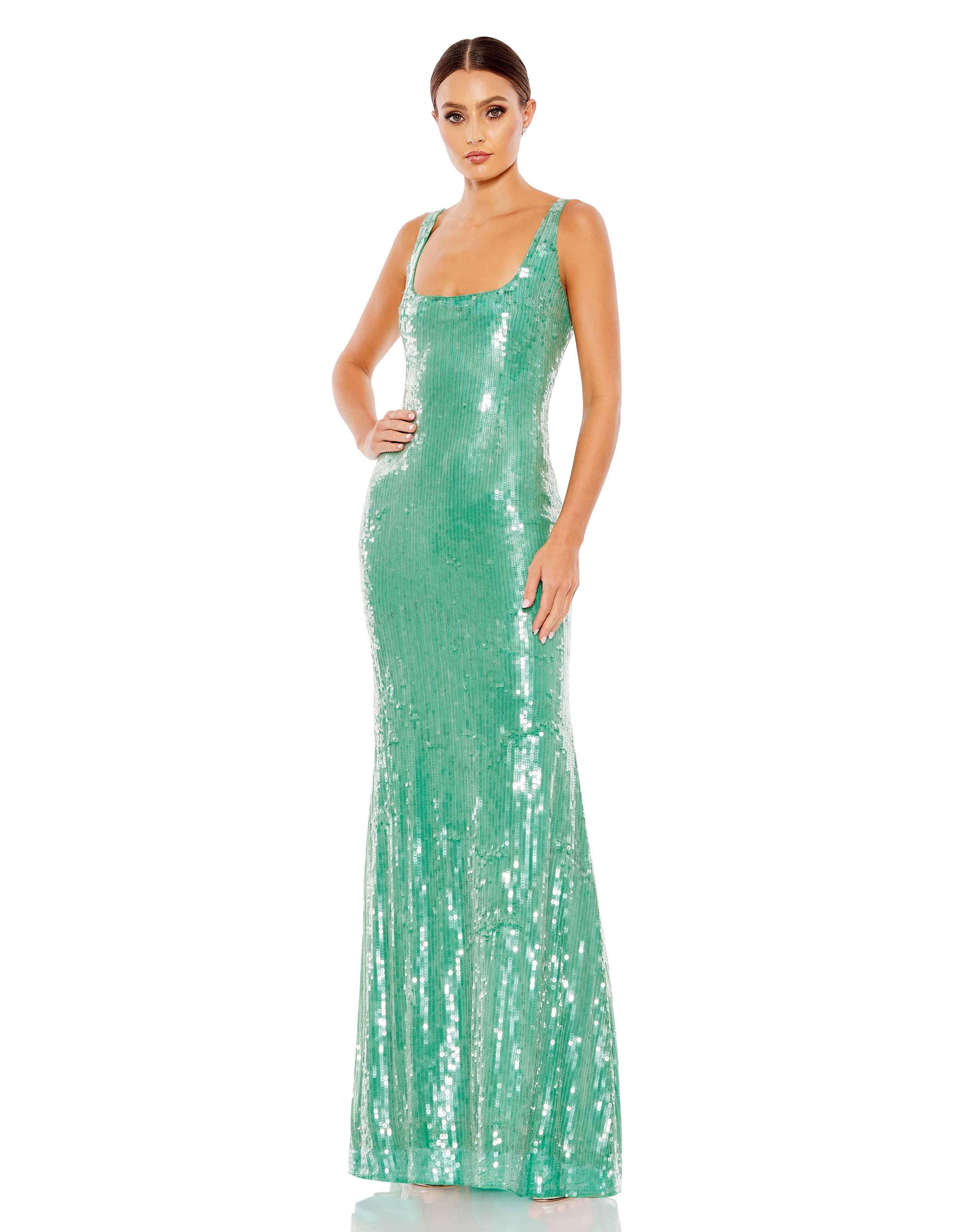 Sequined Sleeveless Column Gown