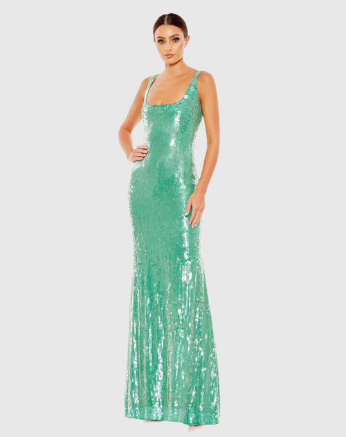 Sequined Sleeveless Column Gown