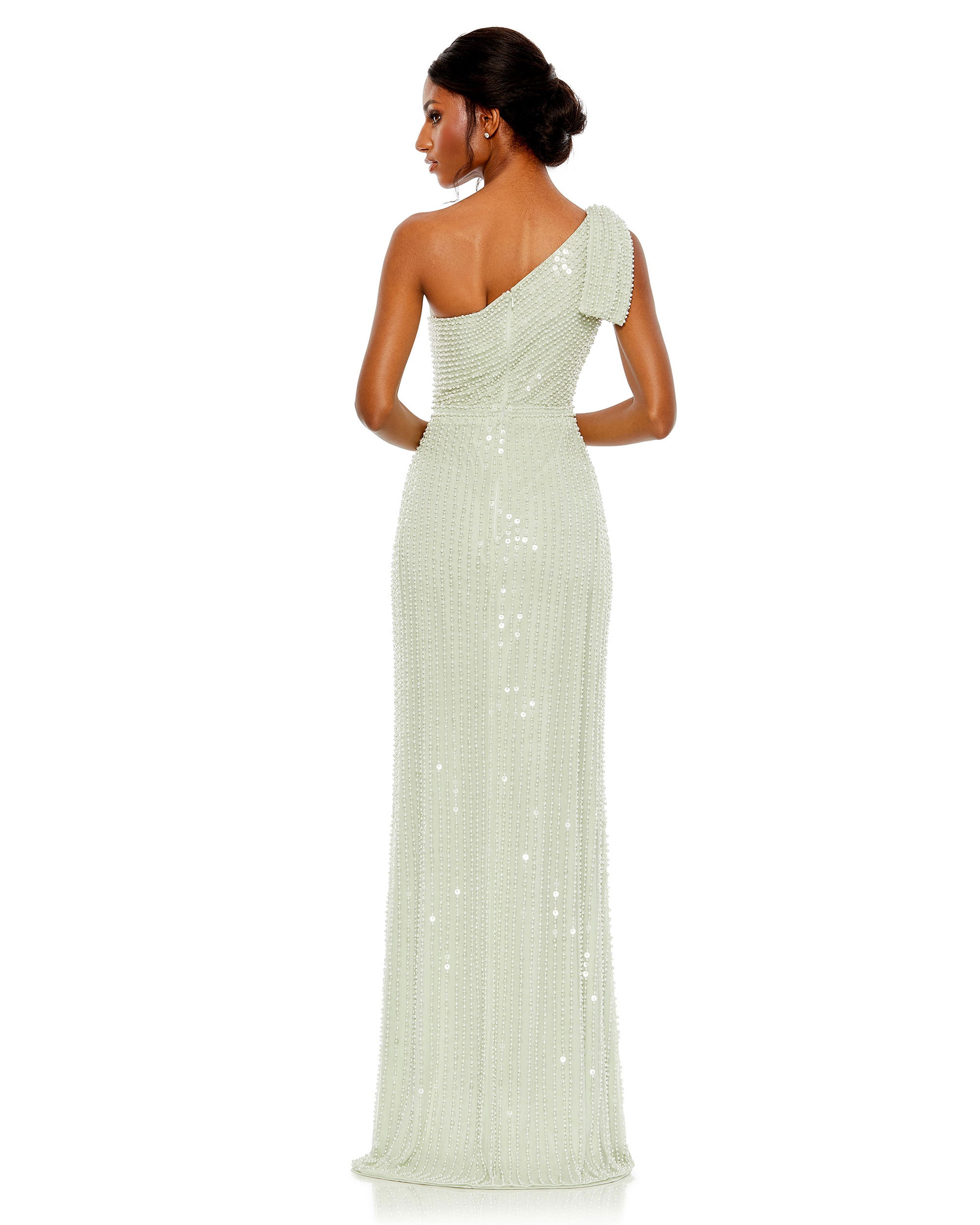 One-shoulder Pearl Embellished Dress – The Figureout