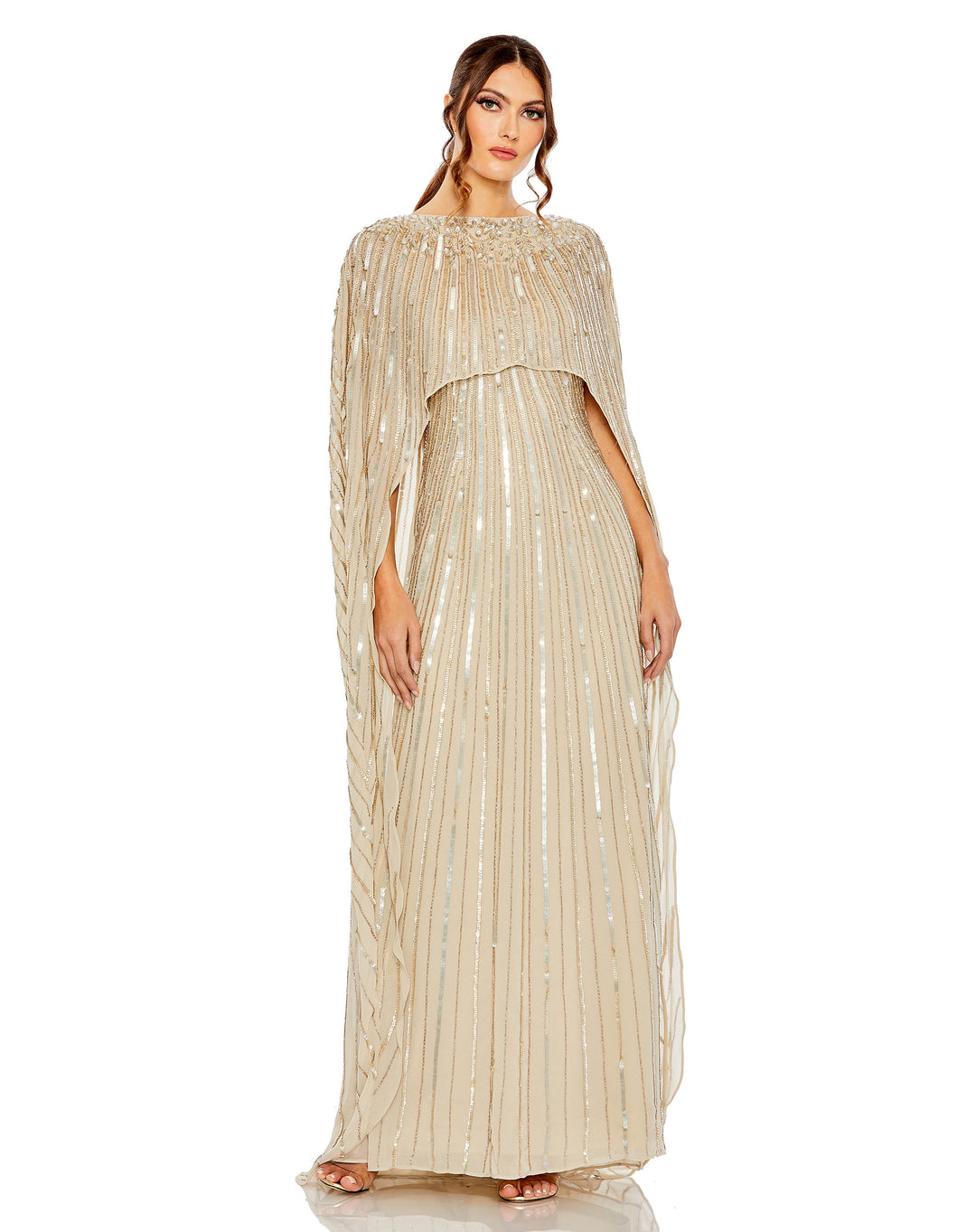 Embellished Column Cape Dress – Mac Duggal