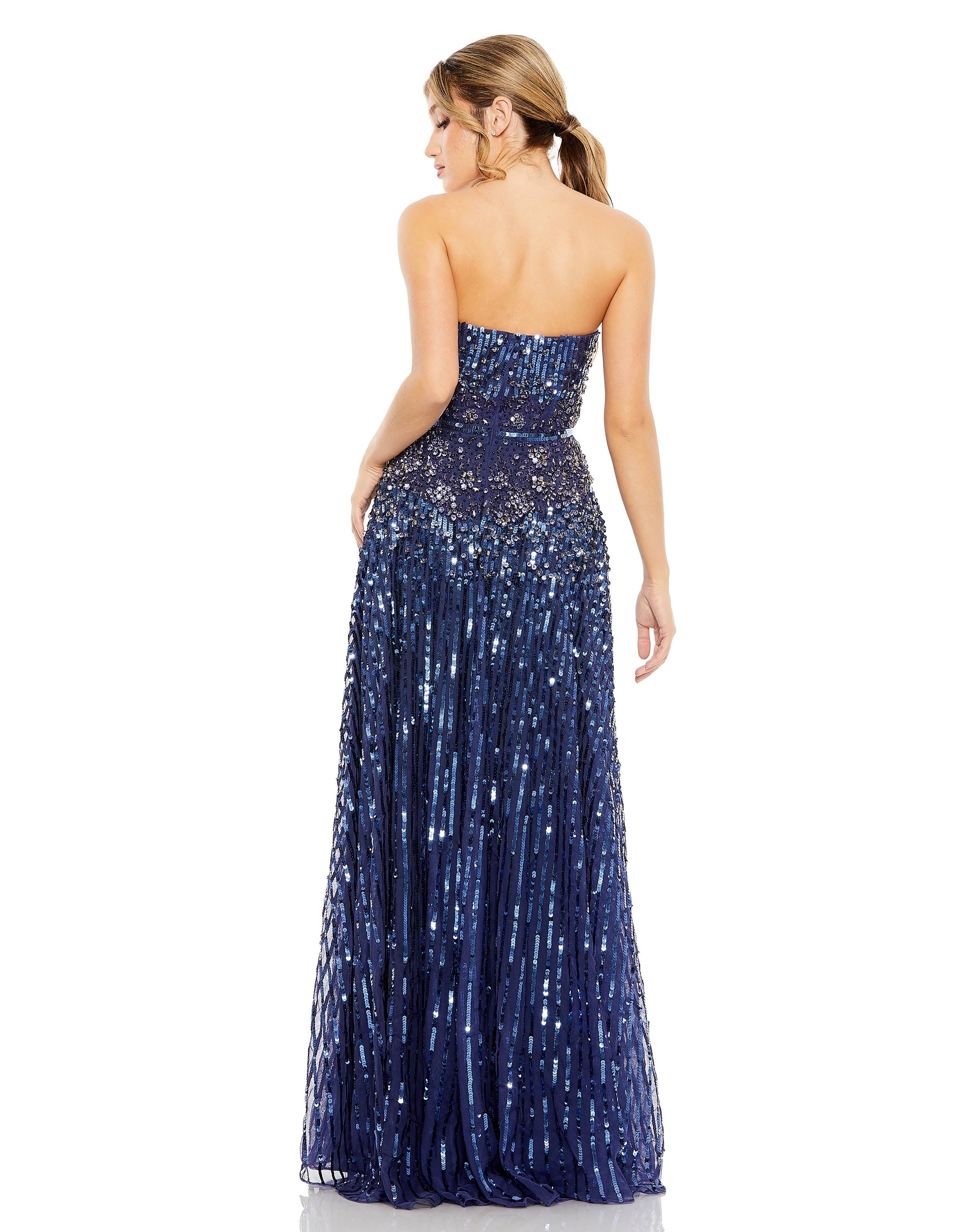 Strapless Hand Embellished Beaded A Line Gown