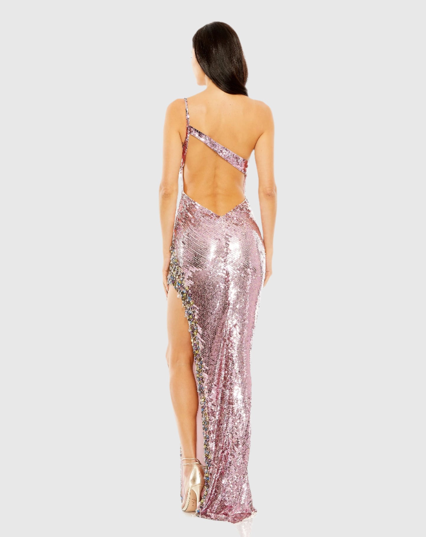 Robe à sequins asymétrique avec détails en strass 